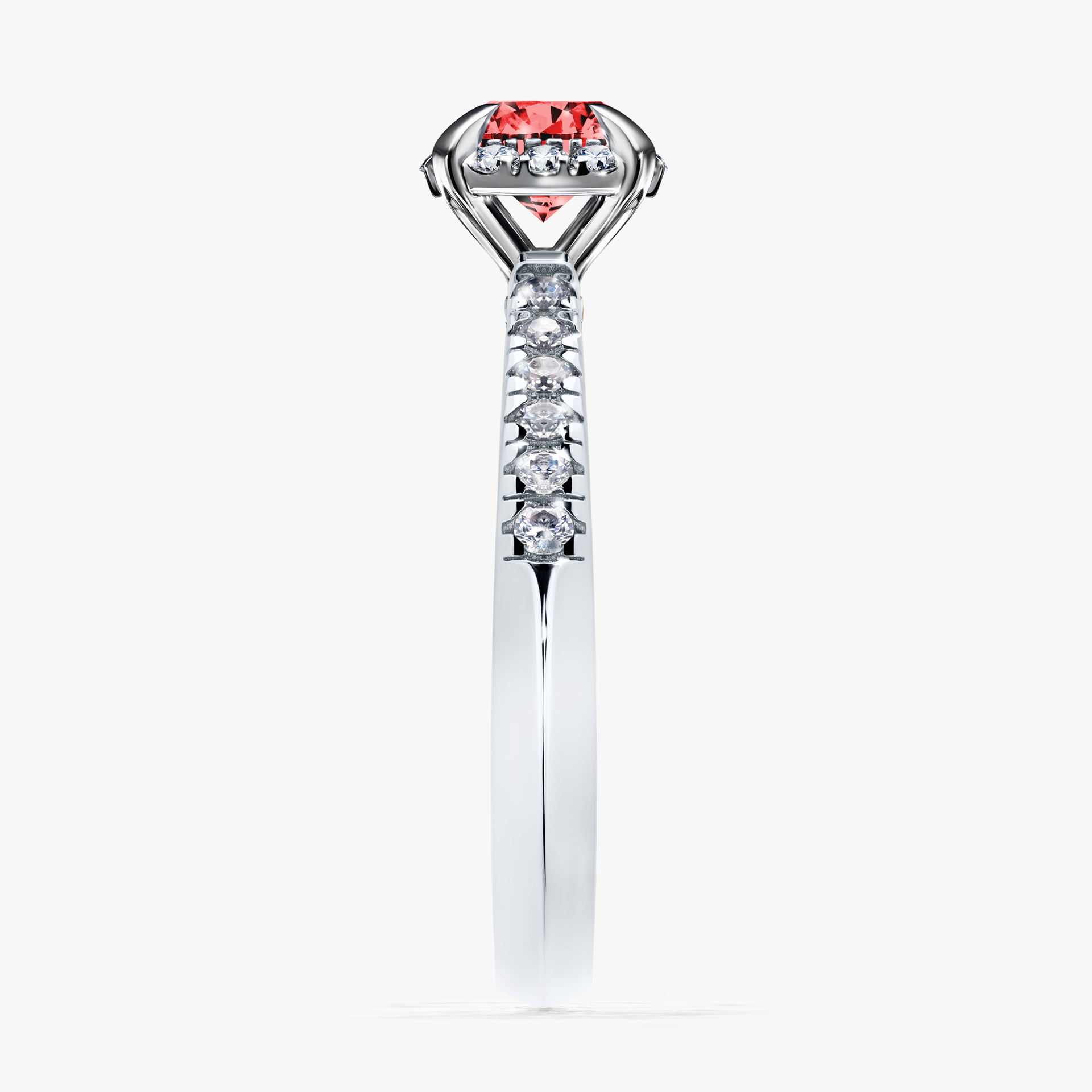 Pierścionek zaręczynowy My Princess z białego złota z czerwonym diamentem 0,76ct