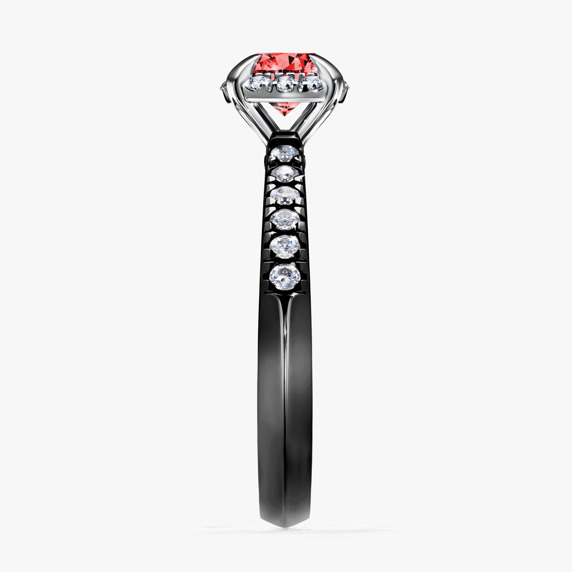 Pierścionek zaręczynowy My Princess z czarnego złota z czerwonym diamentem 0,76ct