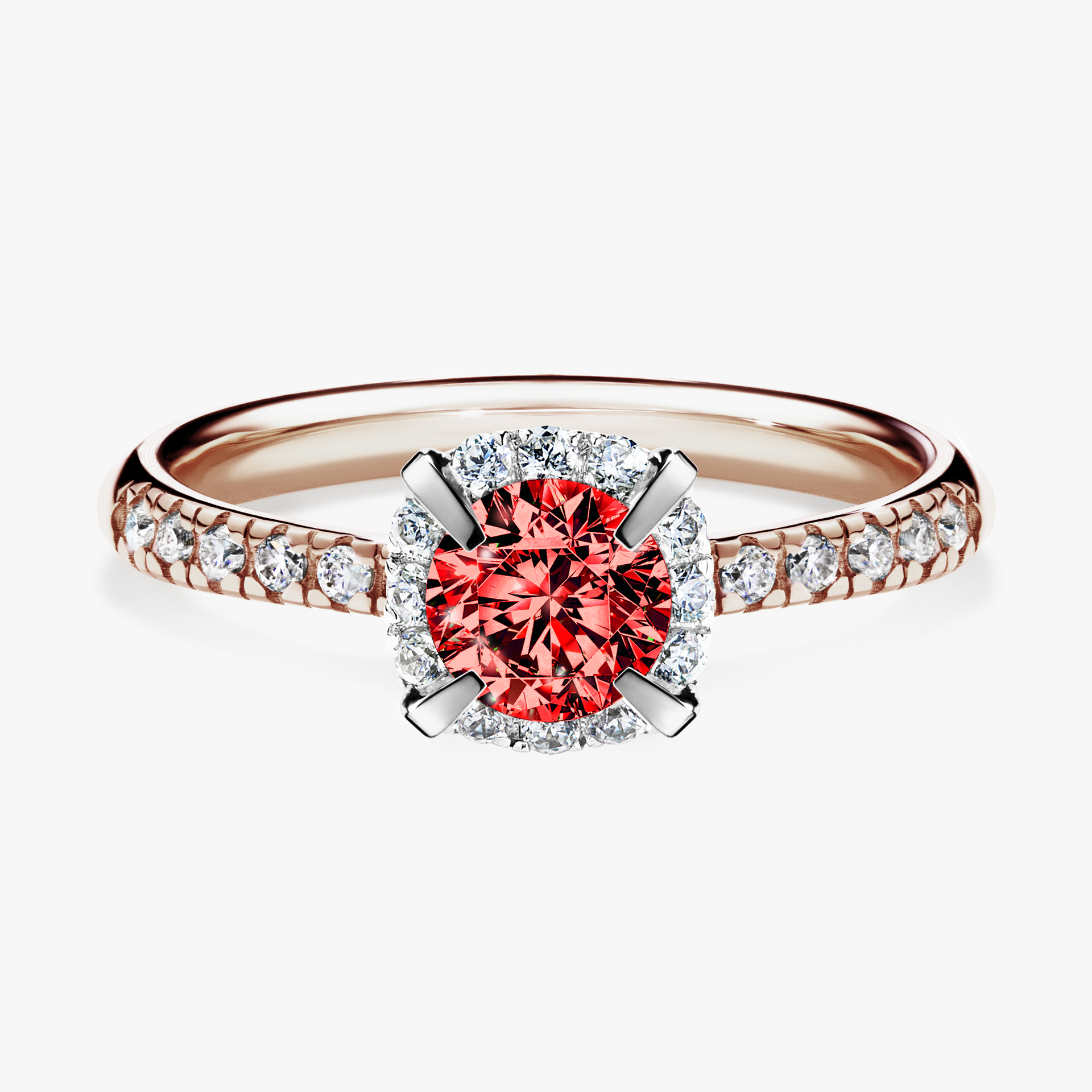 Pierścionek zaręczynowy My Princess z różowego złota z czerwonym diamentem 0,76ct