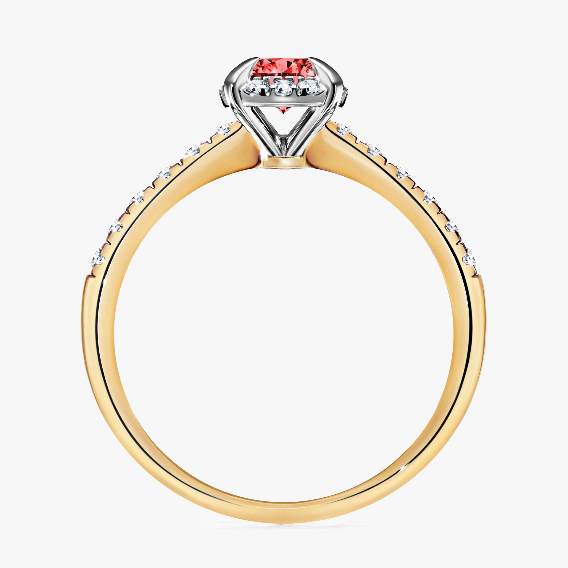 Pierścionek zaręczynowy My Princess z żółtego złota z czerwonym diamentem 0,76ct