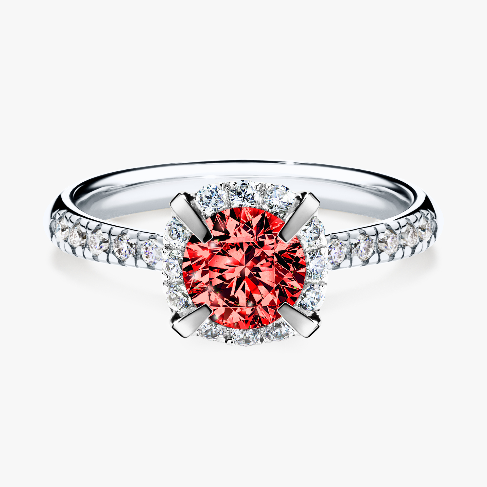 Pierścionek zaręczynowy My Princess z białego złota z czerwonym diamentem 1,18ct