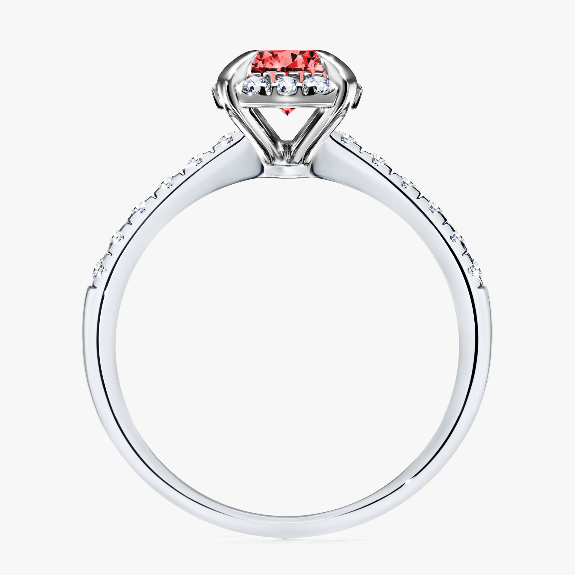 Pierścionek zaręczynowy My Princess z białego złota z czerwonym diamentem 1,18ct