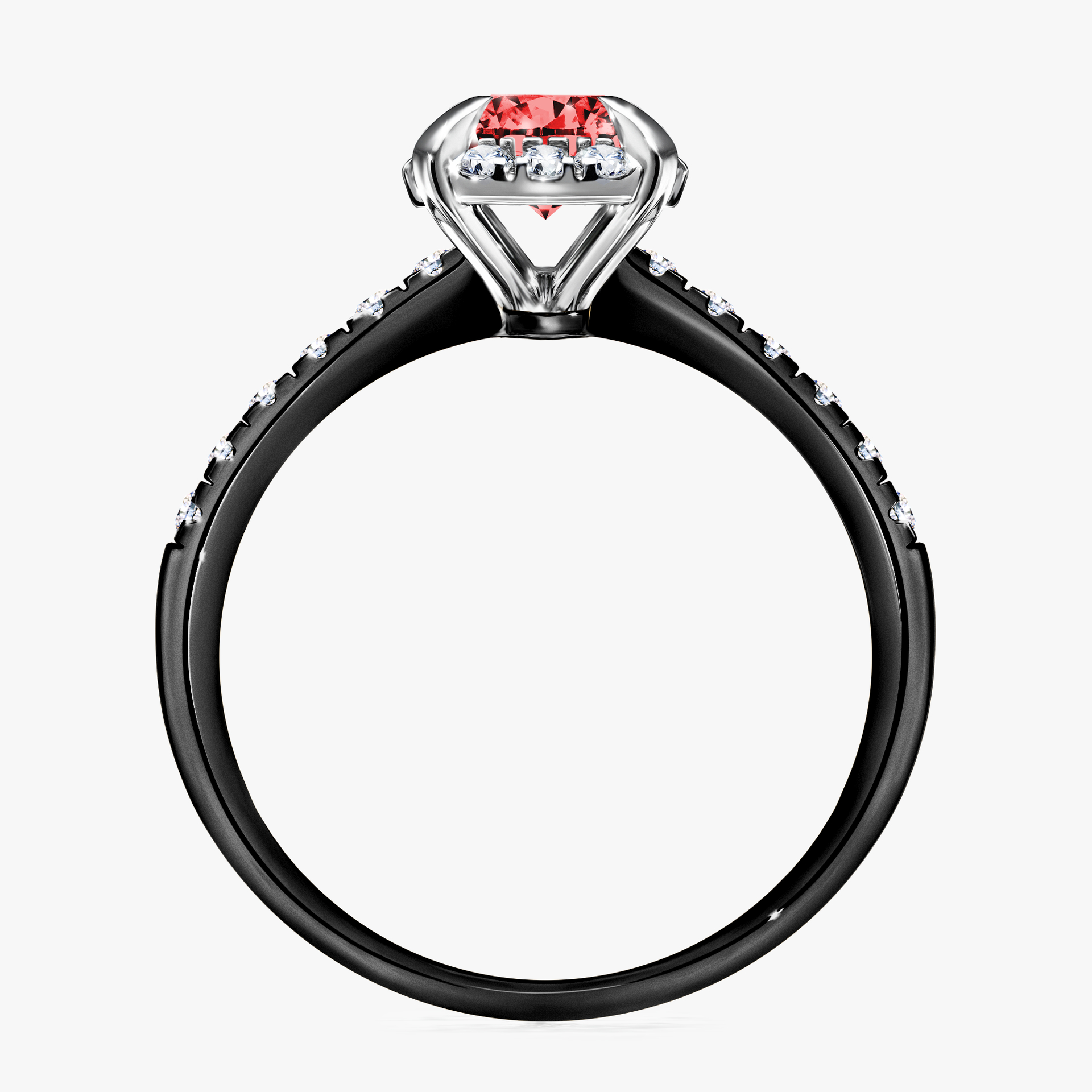 Pierścionek zaręczynowy My Princess z czarnego złota z czerwonym diamentem 1,18ct