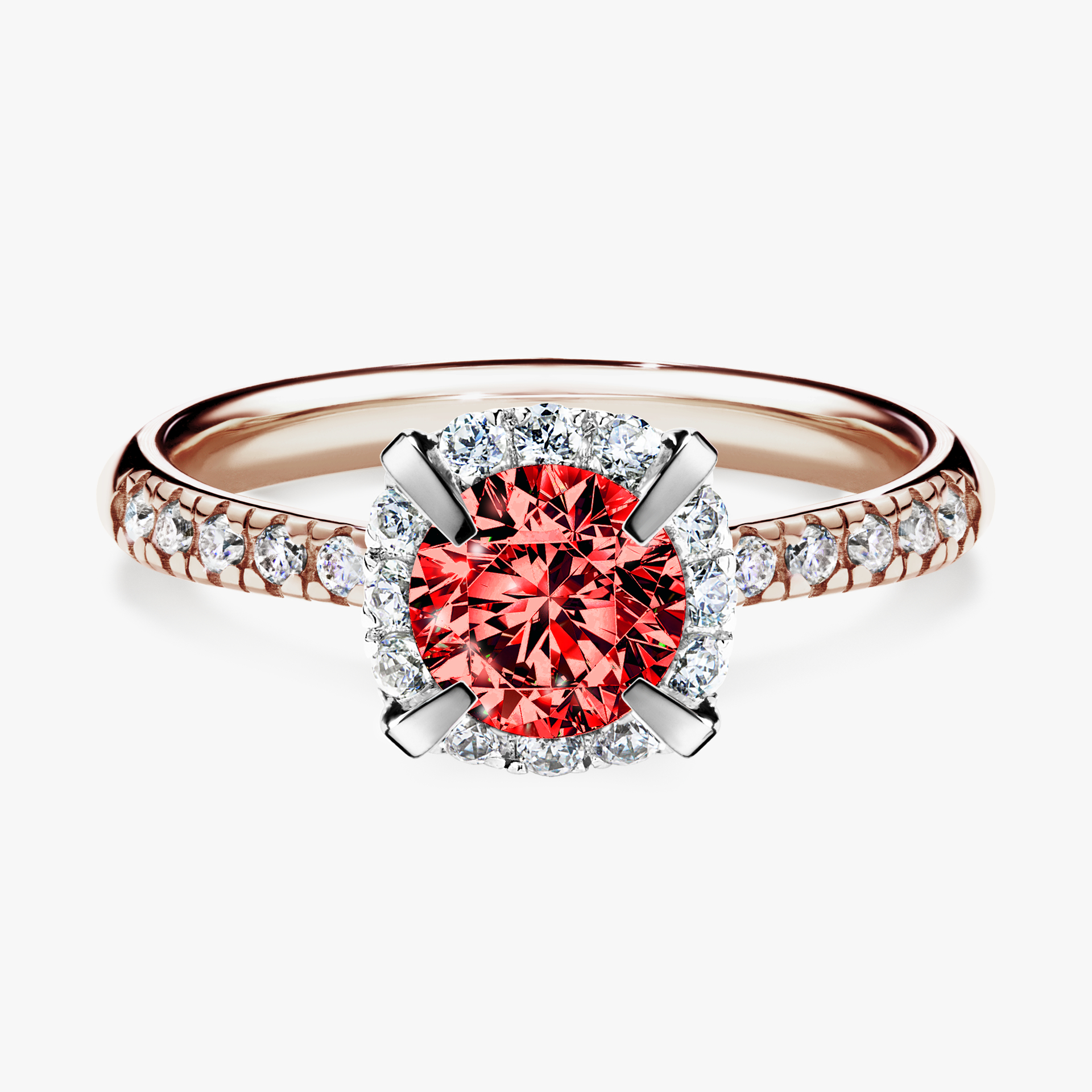 Pierścionek zaręczynowy My Princess z różowego złota z czerwonym diamentem 1,18ct