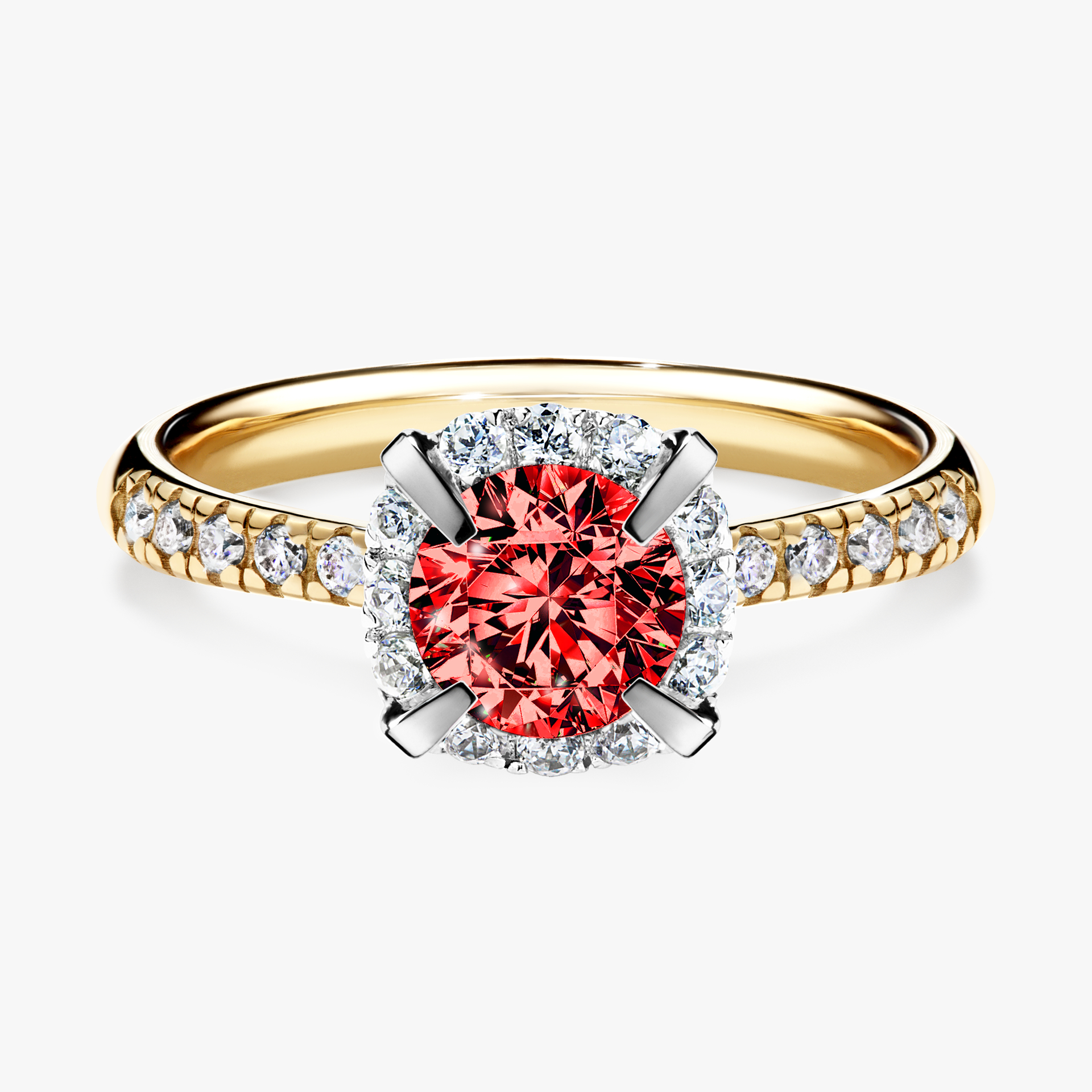 Pierścionek zaręczynowy My Princess z żółtego złota z czerwonym diamentem 1,18ct