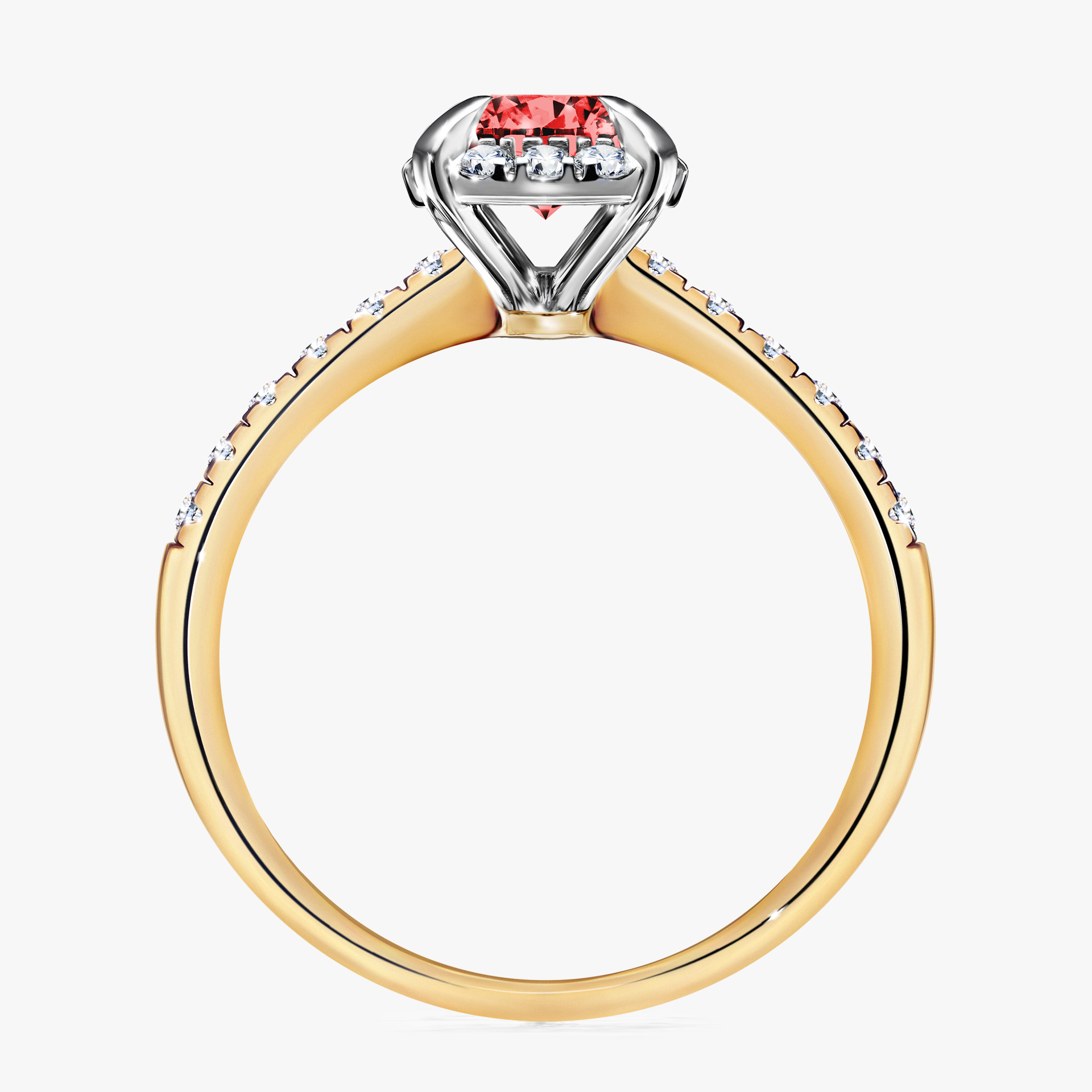 Pierścionek zaręczynowy My Princess z żółtego złota z czerwonym diamentem 1,18ct