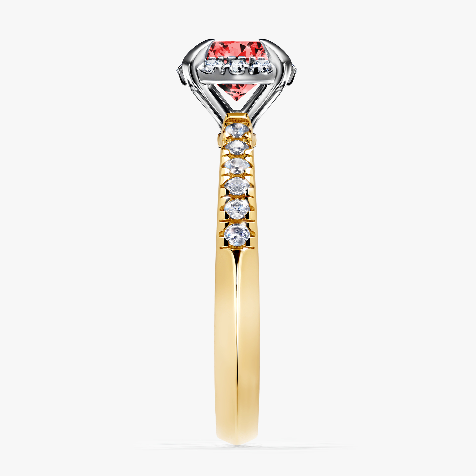 Pierścionek zaręczynowy My Princess z żółtego złota z czerwonym diamentem 1,18ct