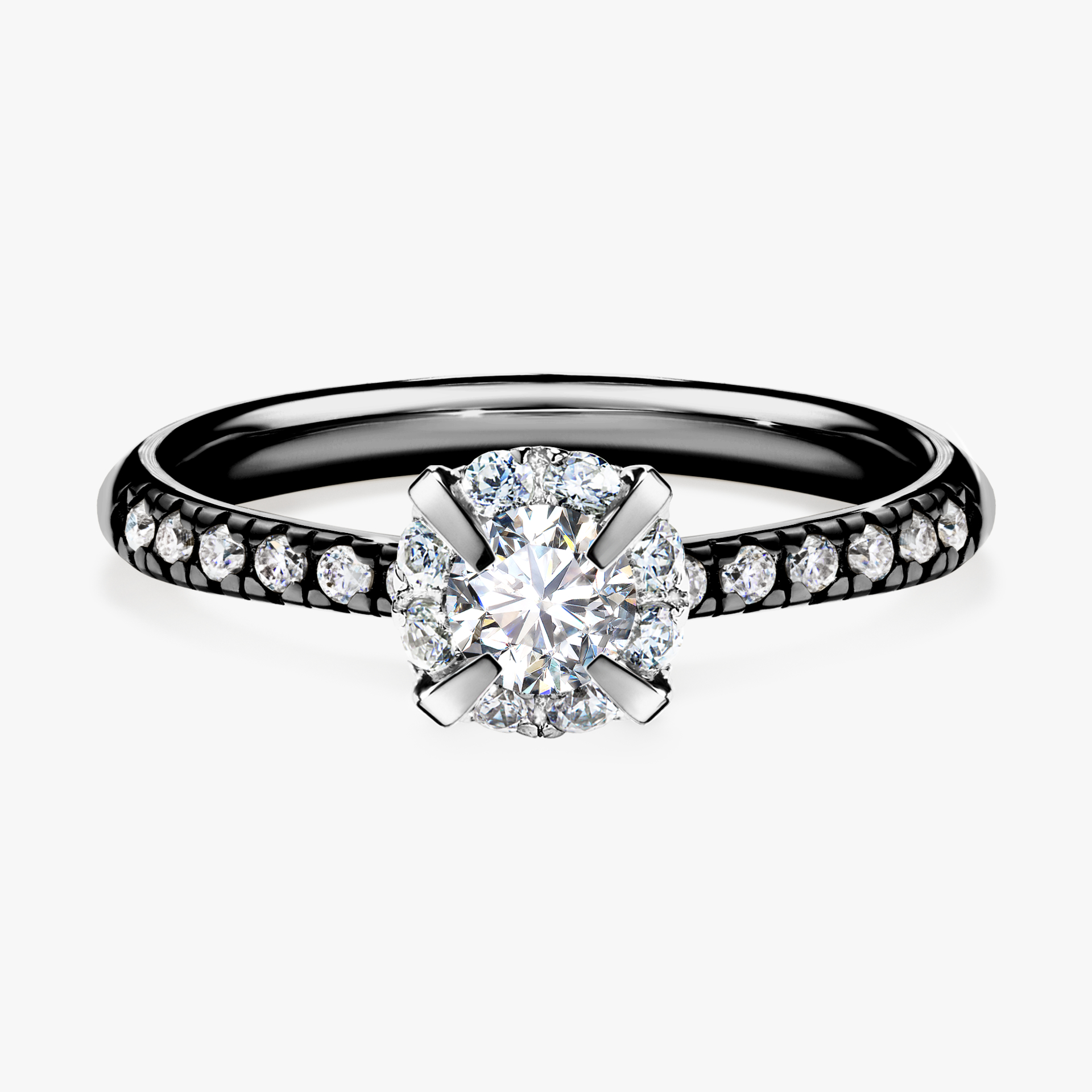 Pierścionek zaręczynowy My Princess z czarnego złota z diamentem laboratoryjnym 0,47ct