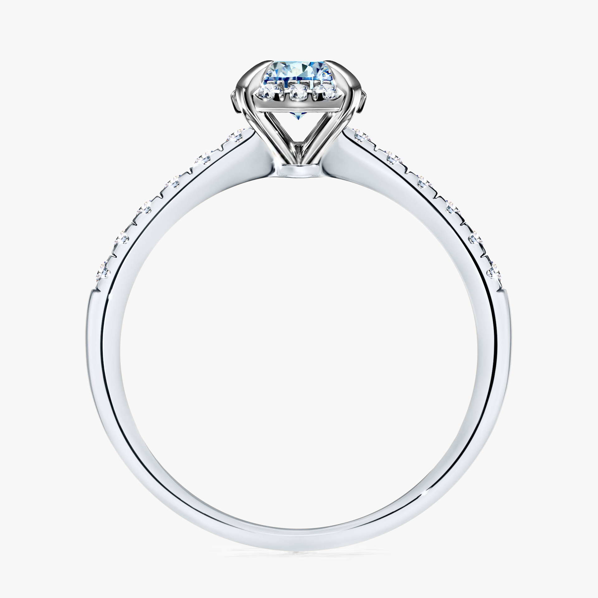 Pierścionek zaręczynowy My Princess z białego złota z niebieskim diamentem 0,76ct