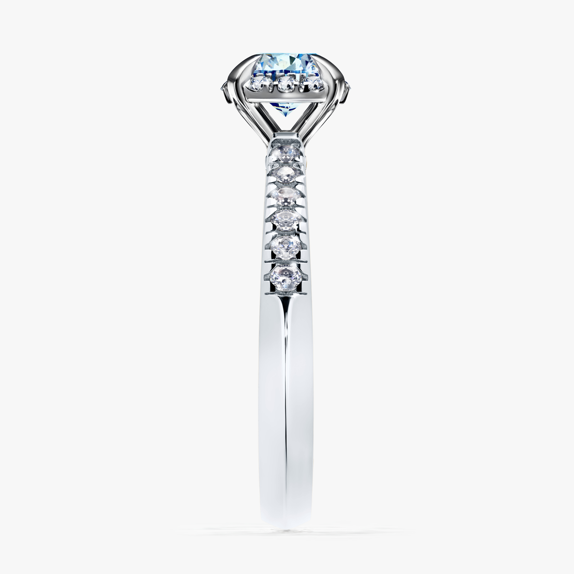 Pierścionek zaręczynowy My Princess z białego złota z niebieskim diamentem 0,76ct