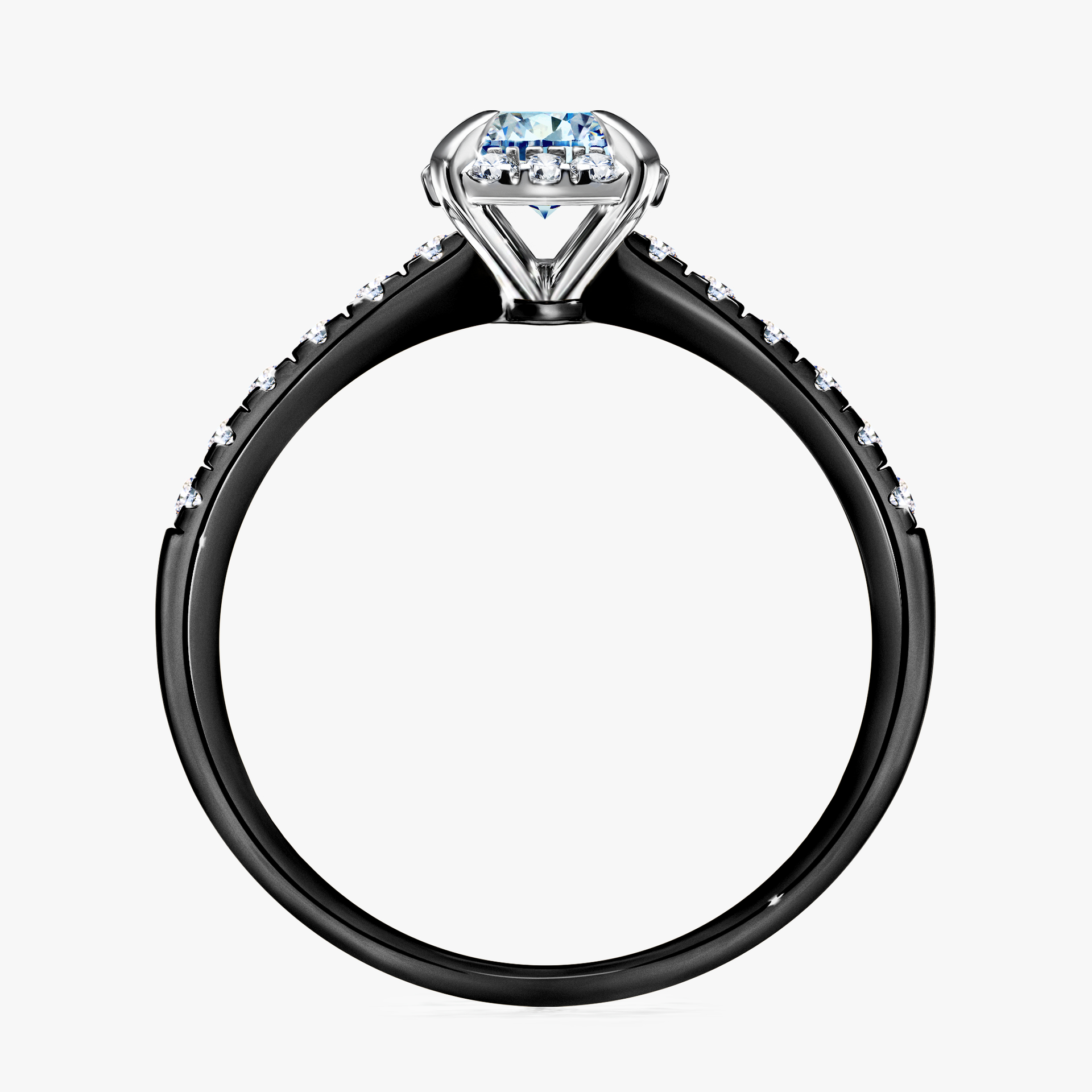 Pierścionek zaręczynowy My Princess z czarnego złota z niebieskim diamentem 0,76ct