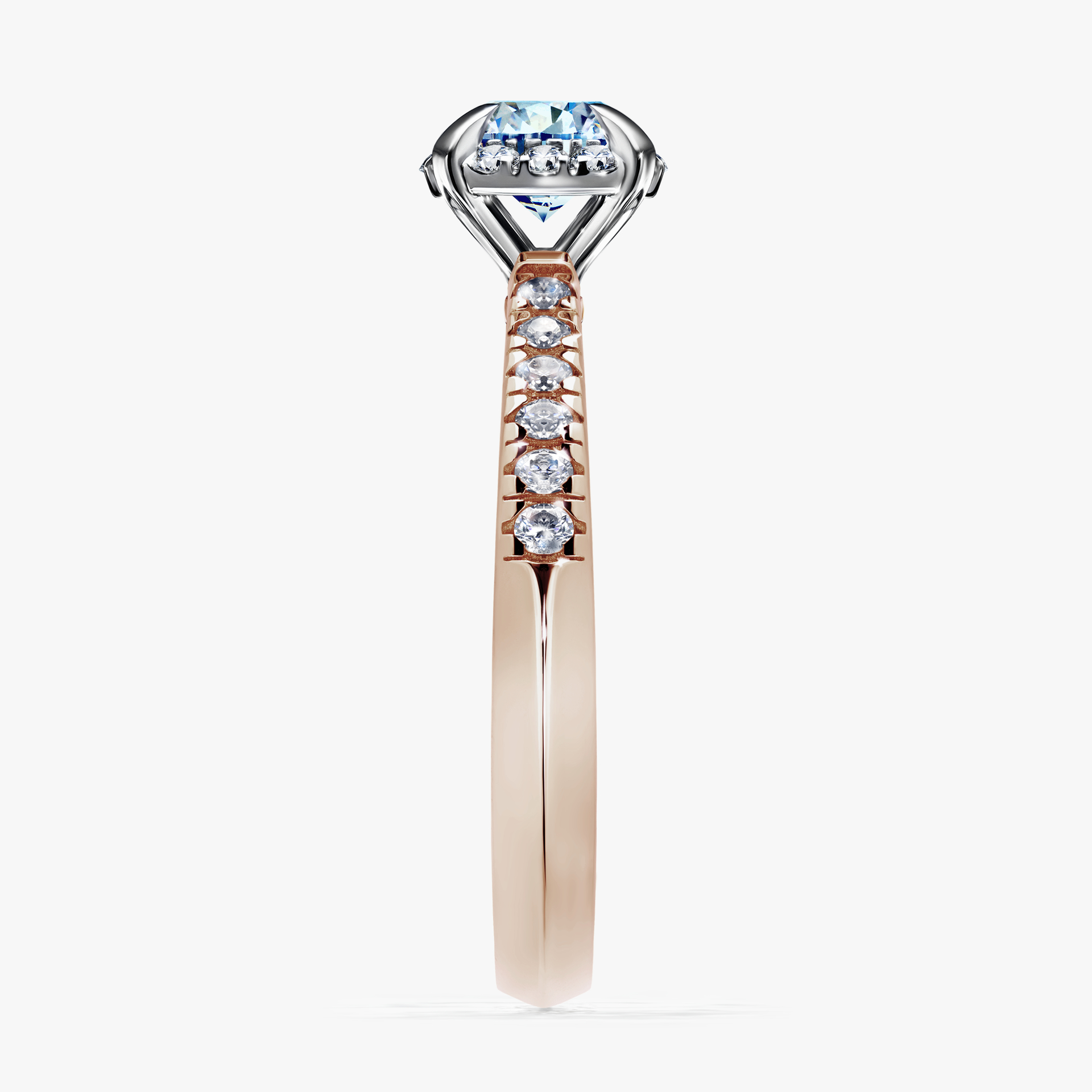 Pierścionek zaręczynowy My Princess z różowego złota z niebieskim diamentem 0,76ct