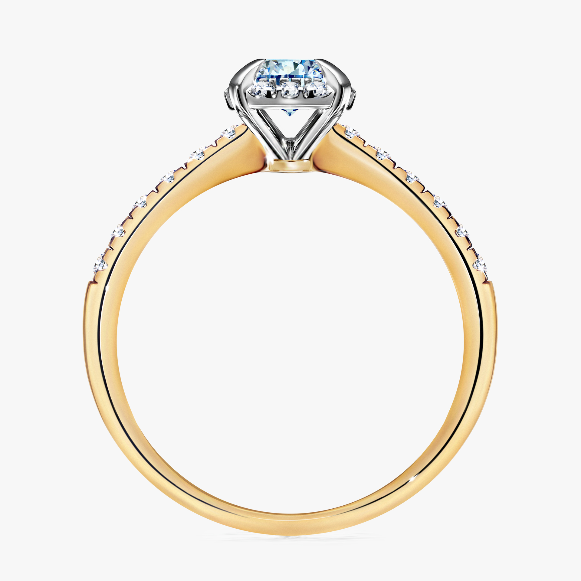 Pierścionek zaręczynowy My Princess z żółtego złota z niebieskim diamentem 0,76ct
