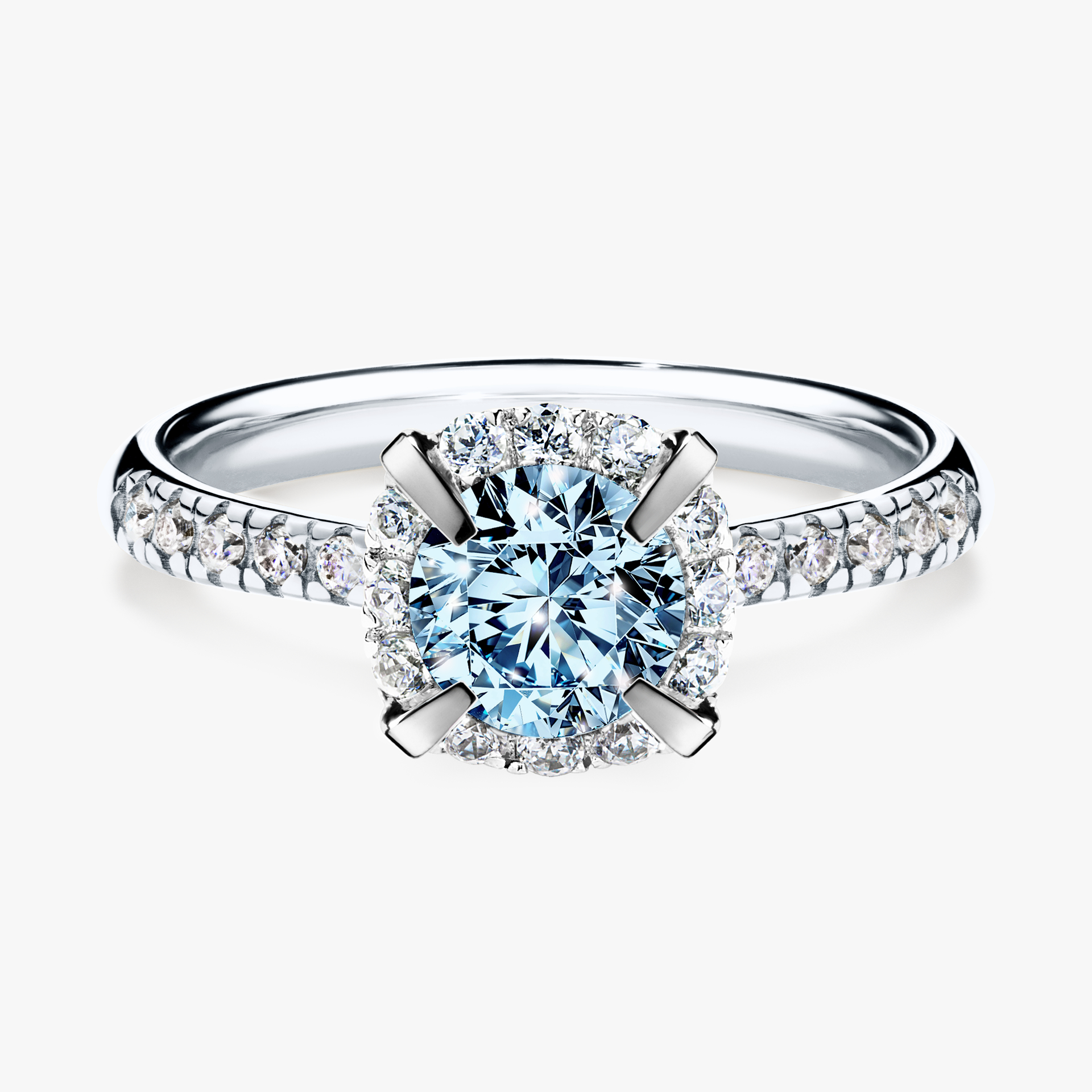 Pierścionek zaręczynowy My Princess z białego złota z niebieskim diamentem 1,18ct