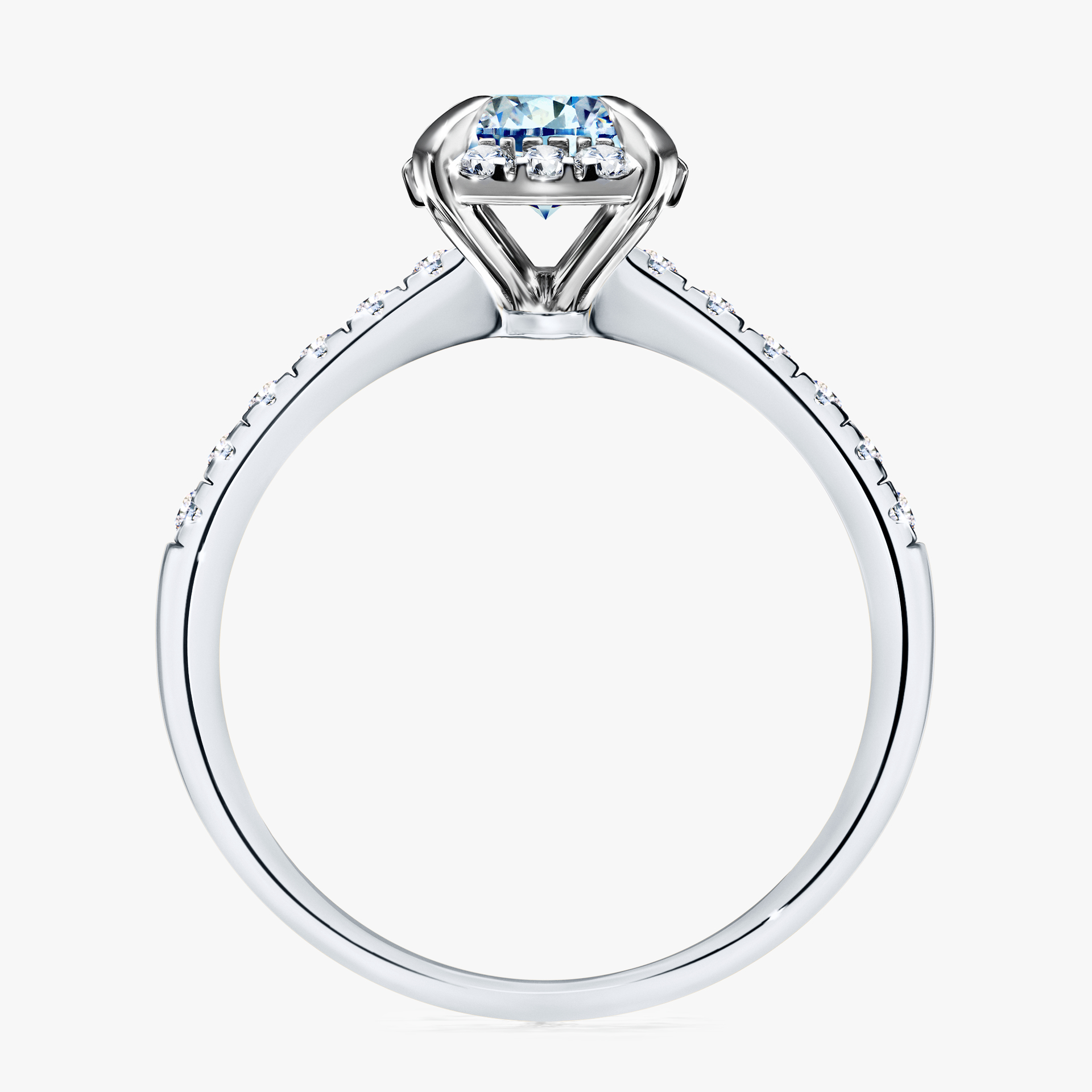 Pierścionek zaręczynowy My Princess z białego złota z niebieskim diamentem 1,18ct