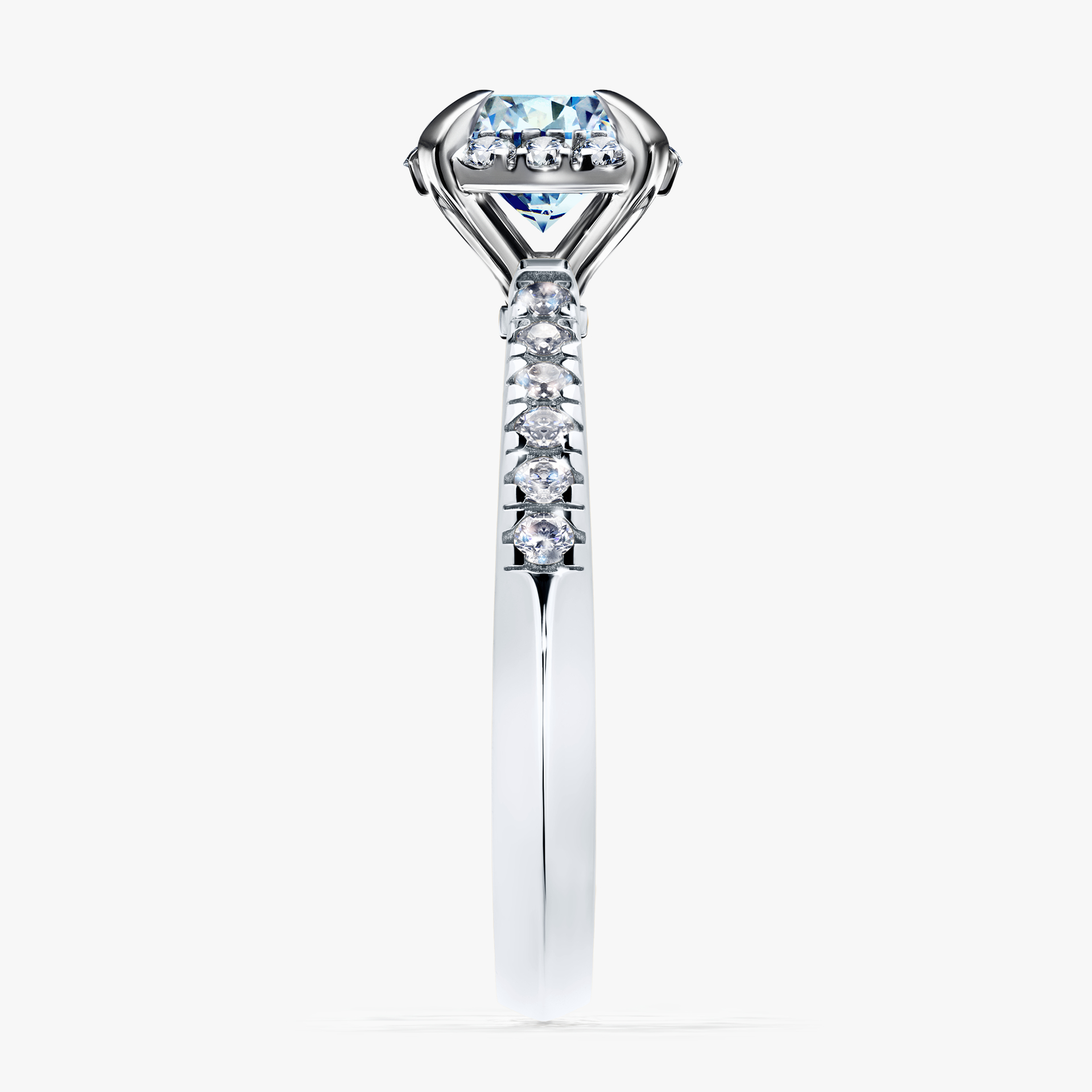 Pierścionek zaręczynowy My Princess z białego złota z niebieskim diamentem 1,18ct