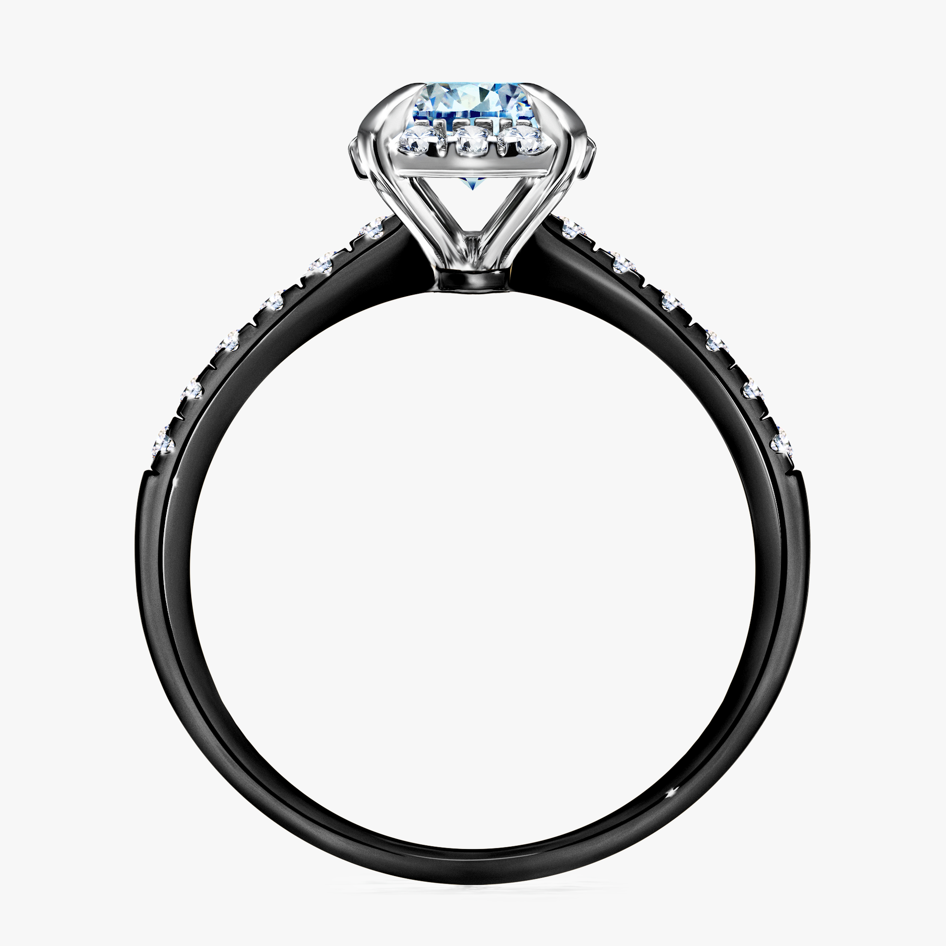Pierścionek zaręczynowy My Princess z czarnego złota z niebieskim diamentem 1,18ct