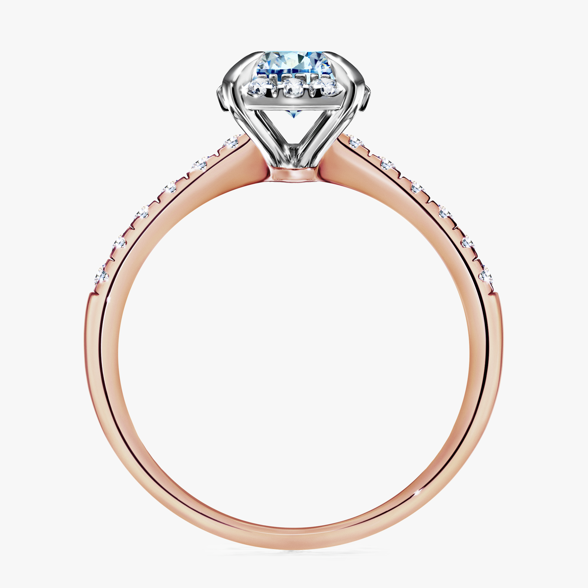 Pierścionek zaręczynowy My Princess z różowego złota z niebieskim diamentem 1,18ct