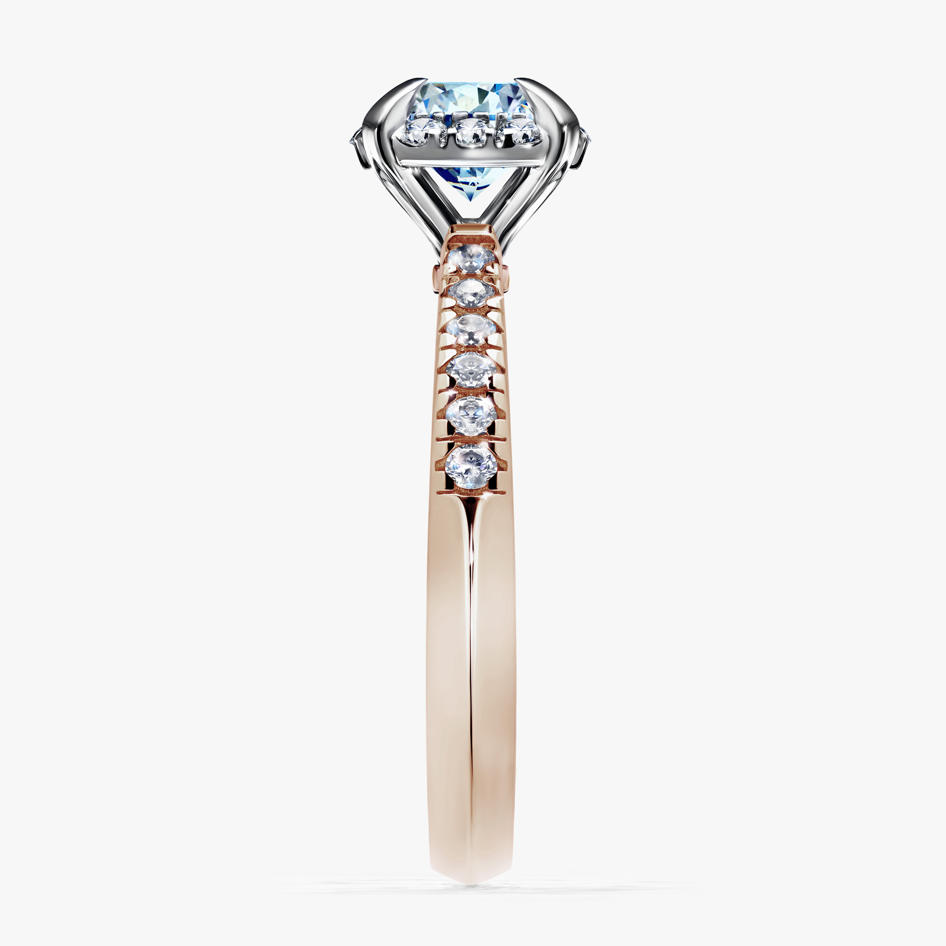 Pierścionek zaręczynowy My Princess z różowego złota z niebieskim diamentem 1,18ct