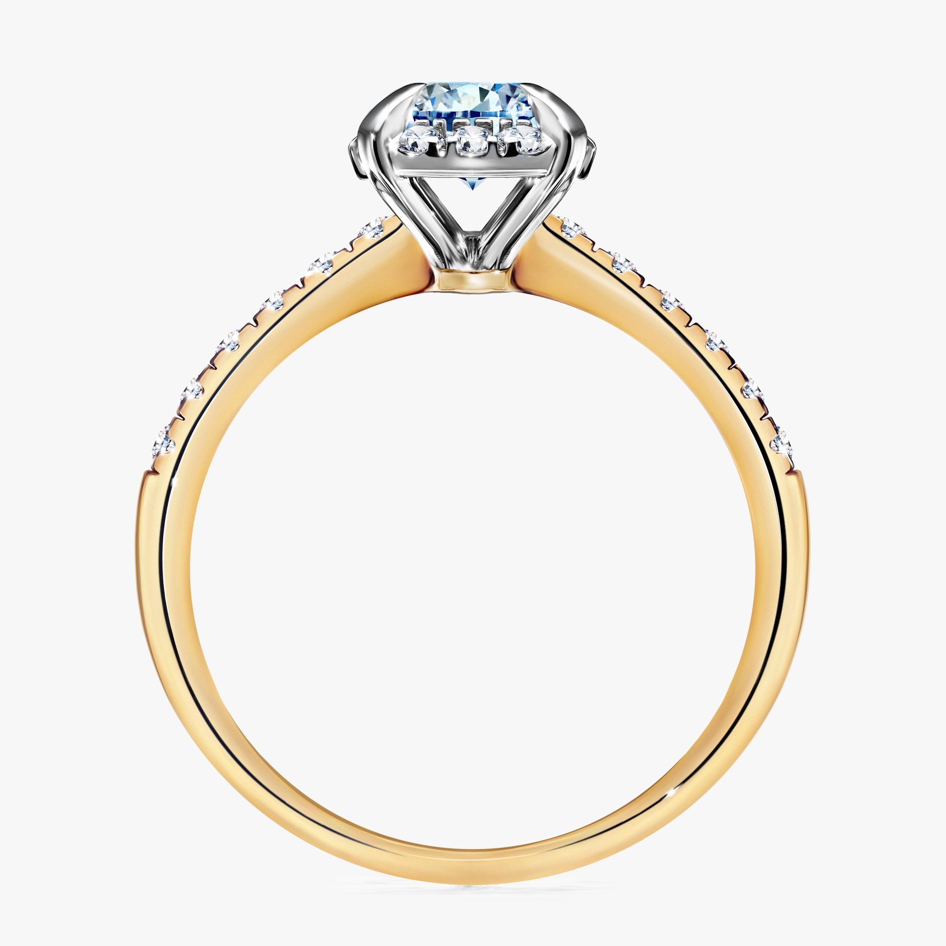 Pierścionek zaręczynowy My Princess z żółtego złota z niebieskim diamentem 1,18ct