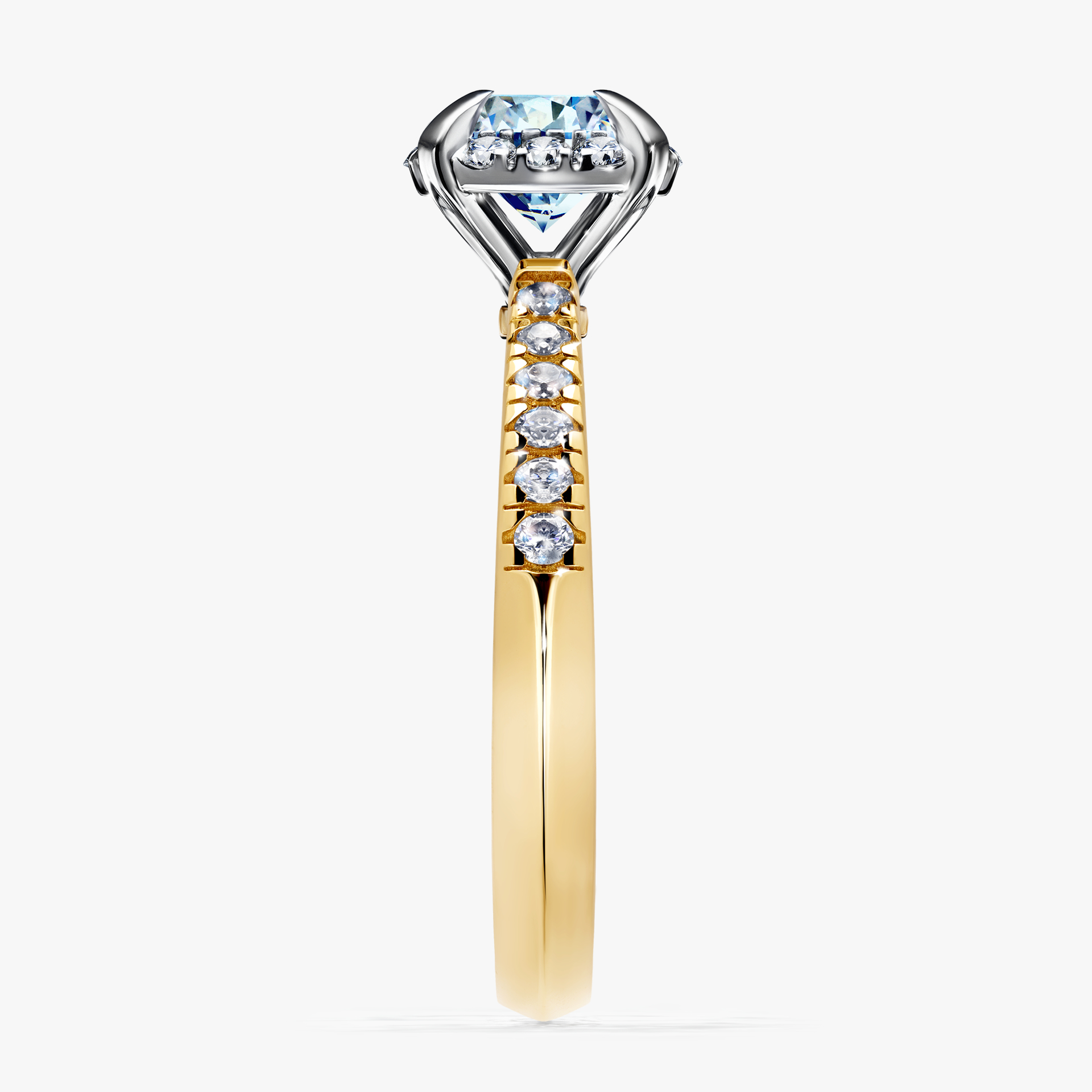 Pierścionek zaręczynowy My Princess z żółtego złota z niebieskim diamentem 1,18ct