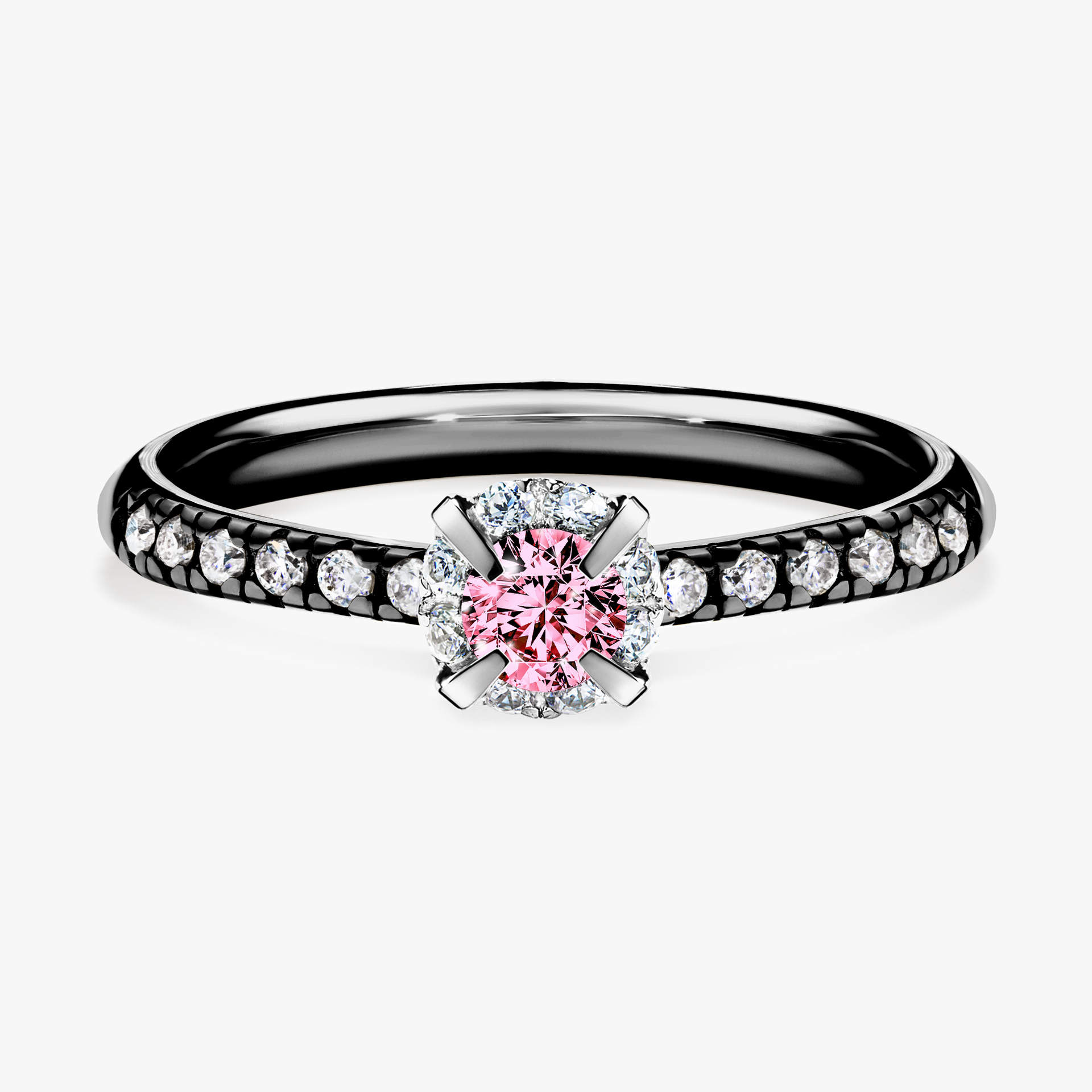 Pierścionek zaręczynowy My Princess z czarnego złota z różowym diamentem 0,28ct