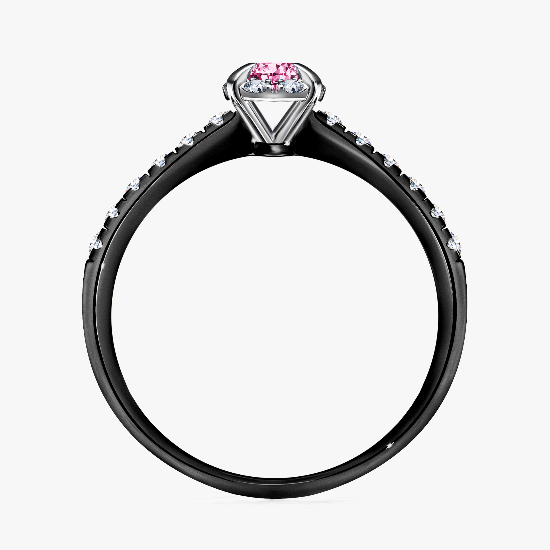 Pierścionek zaręczynowy My Princess z czarnego złota z różowym diamentem 0,28ct
