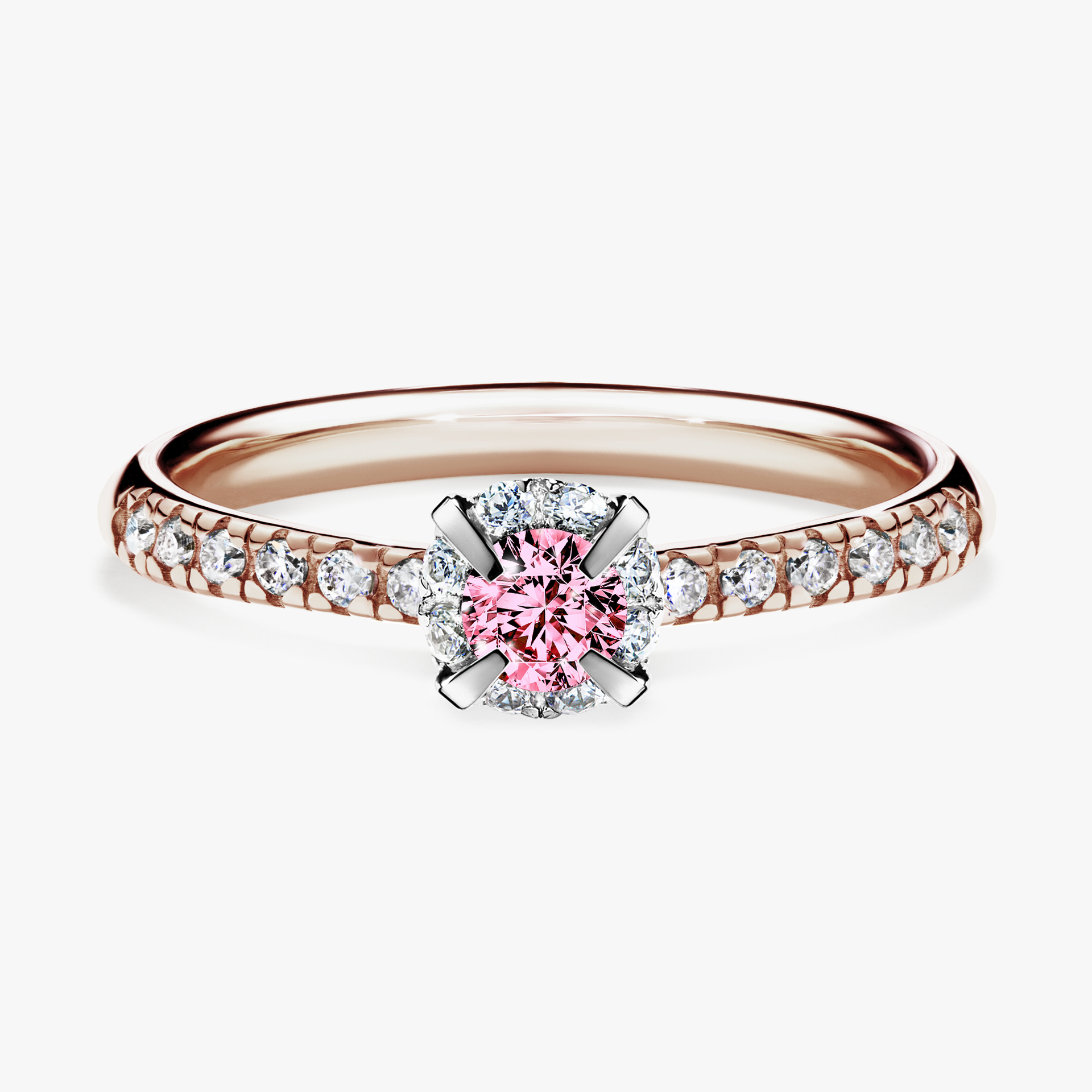 Pierścionek zaręczynowy My Princess z różowego złota z różowym diamentem 0,28ct