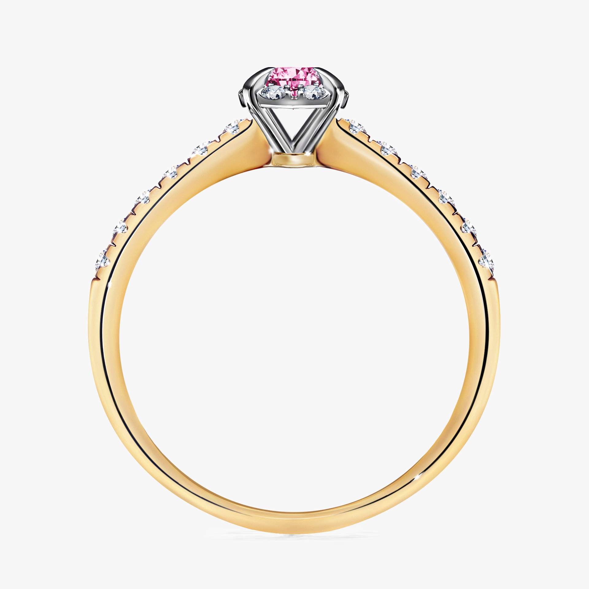 Pierścionek zaręczynowy My Princess z żółtego złota z różowym diamentem 0,28ct