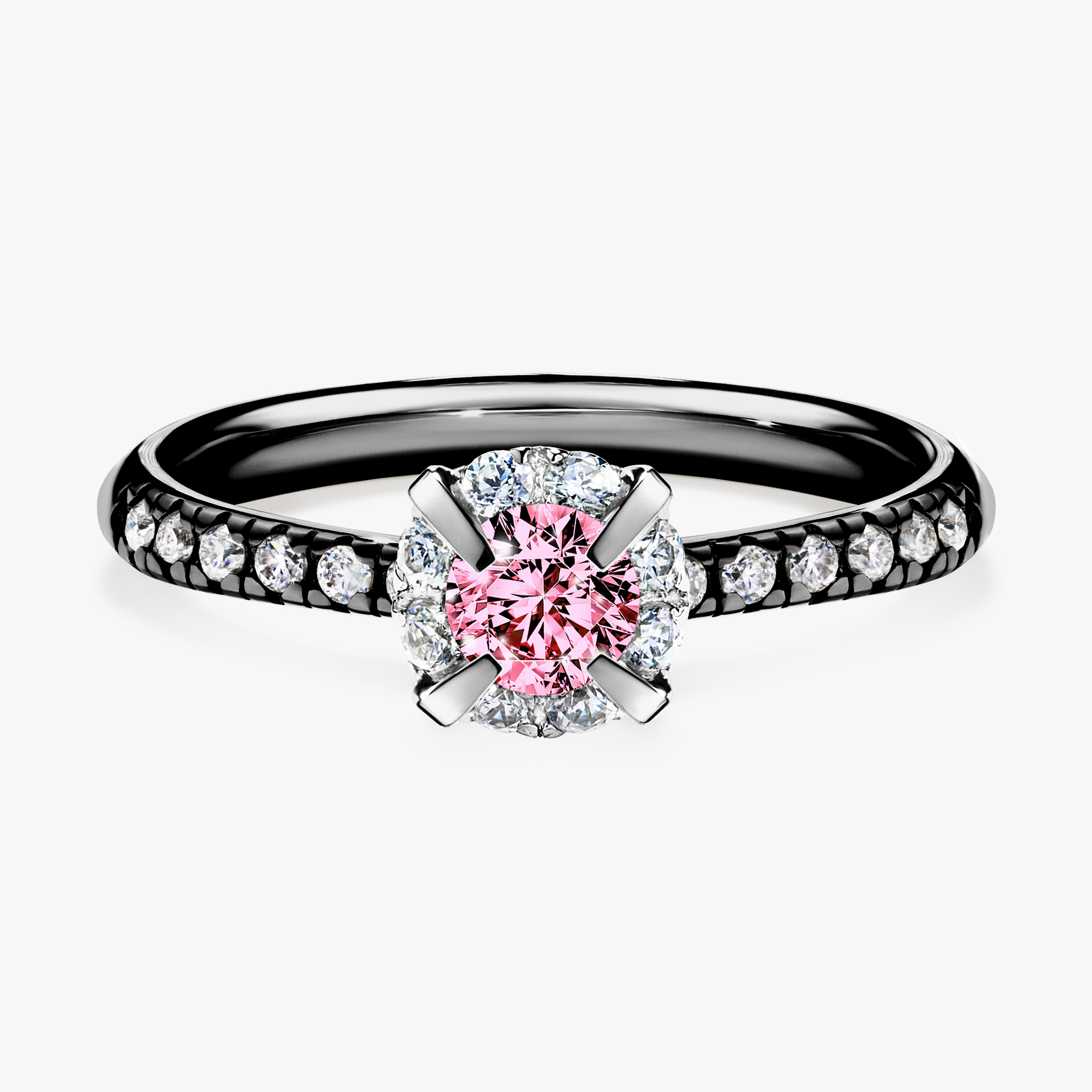 Pierścionek zaręczynowy My Princess z czarnego złota z różowym diamentem 0,47ct