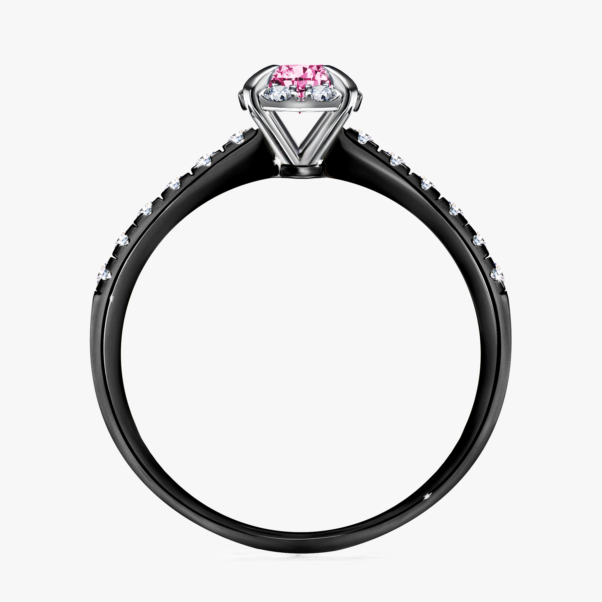 Pierścionek zaręczynowy My Princess z czarnego złota z różowym diamentem 0,47ct