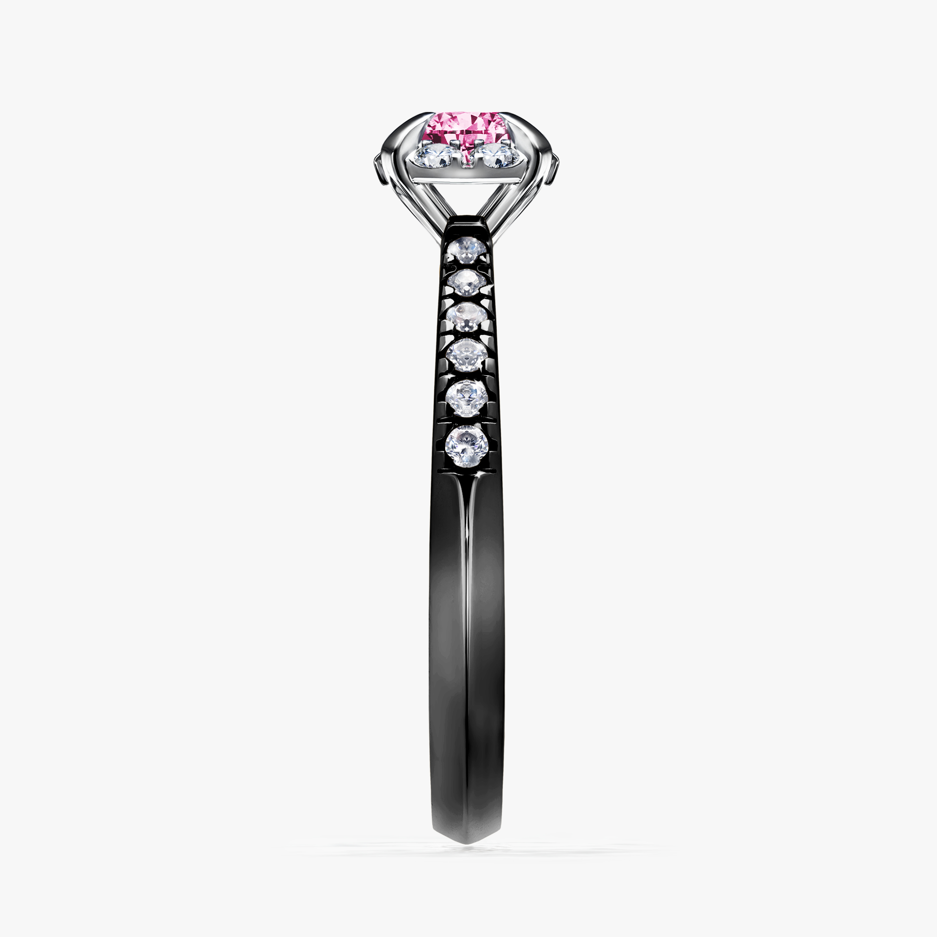 Pierścionek zaręczynowy My Princess z czarnego złota z różowym diamentem 0,47ct