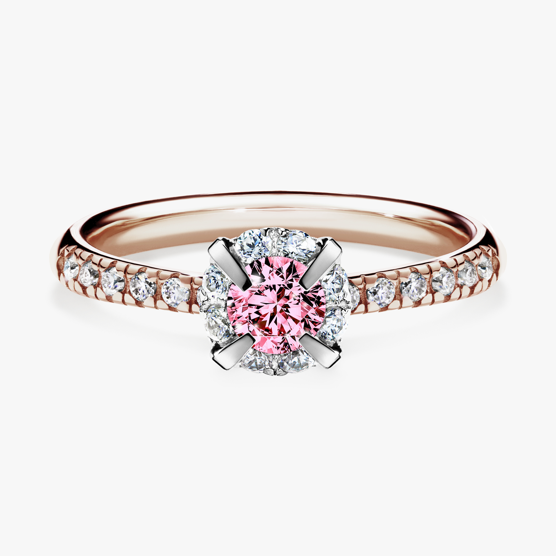 Pierścionek zaręczynowy My Princess z różowego złota z różowym diamentem 0,47ct
