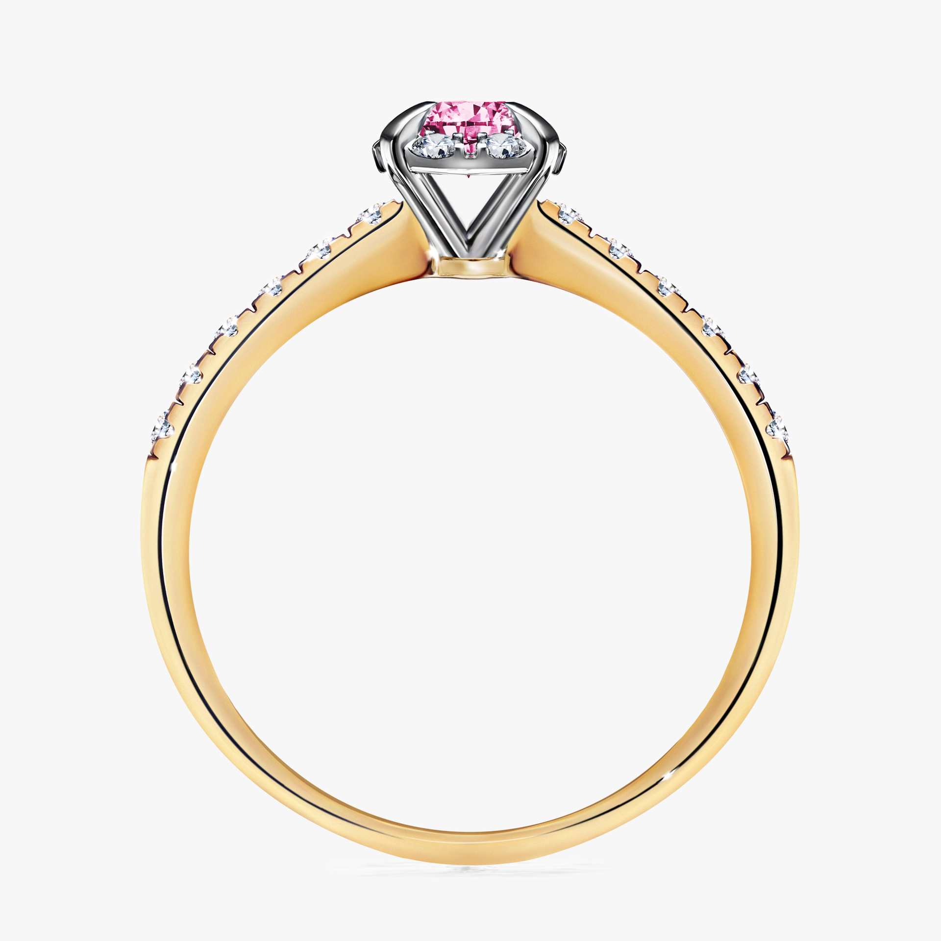 Pierścionek zaręczynowy My Princess z żółtego złota z różowym diamentem 0,47ct