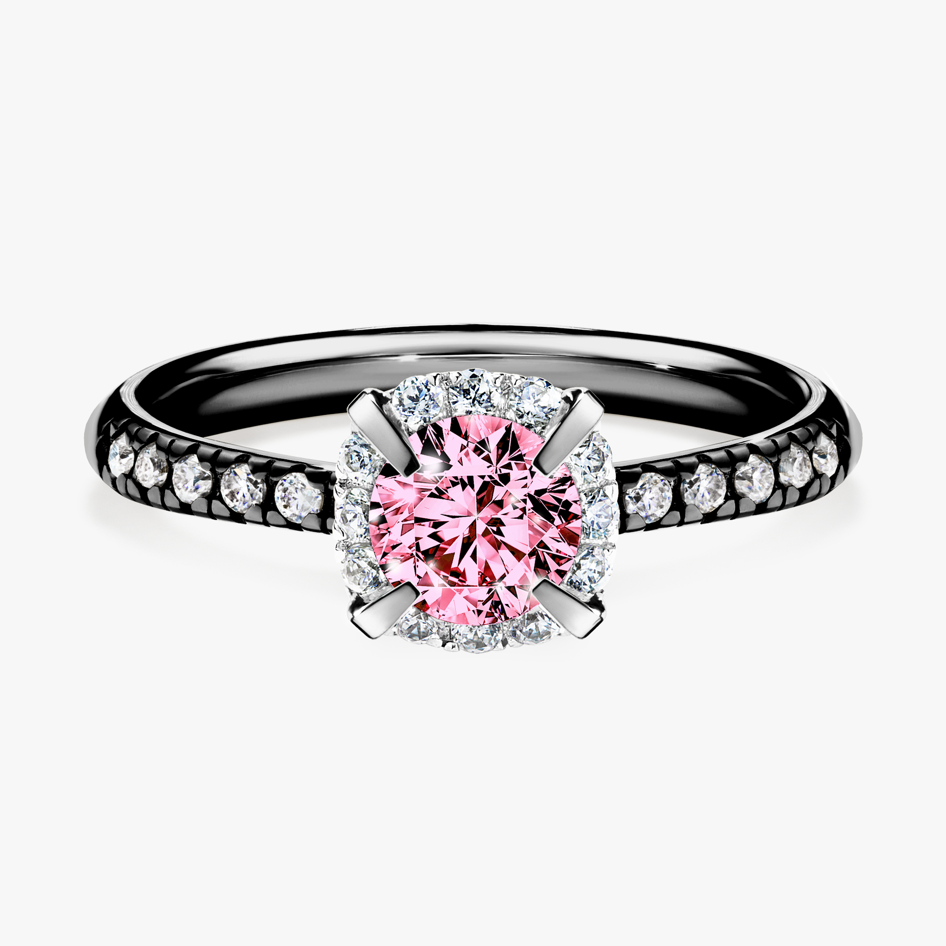 Pierścionek zaręczynowy My Princess z czarnego złota z różowym diamentem 0,76ct