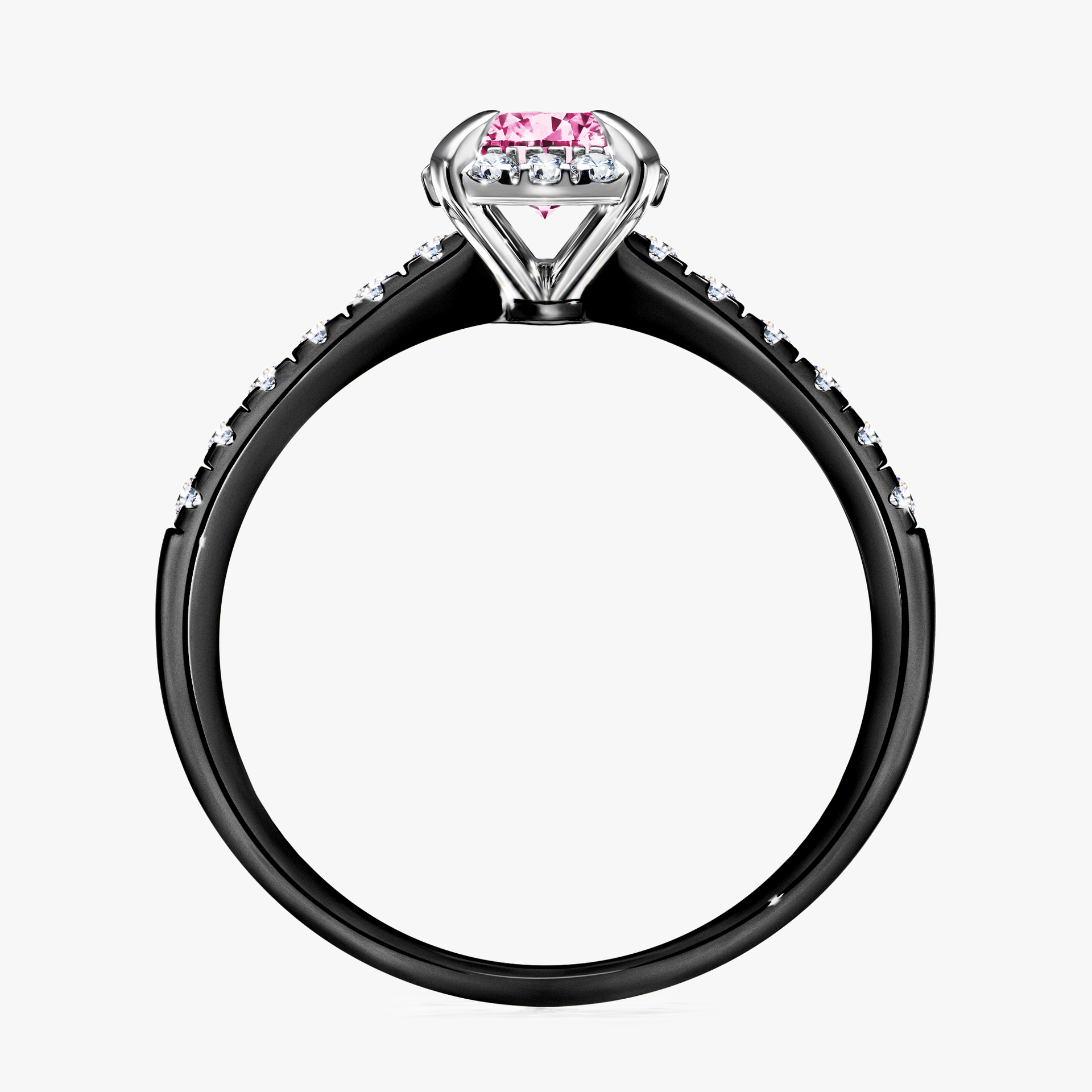 Pierścionek zaręczynowy My Princess z czarnego złota z różowym diamentem 0,76ct