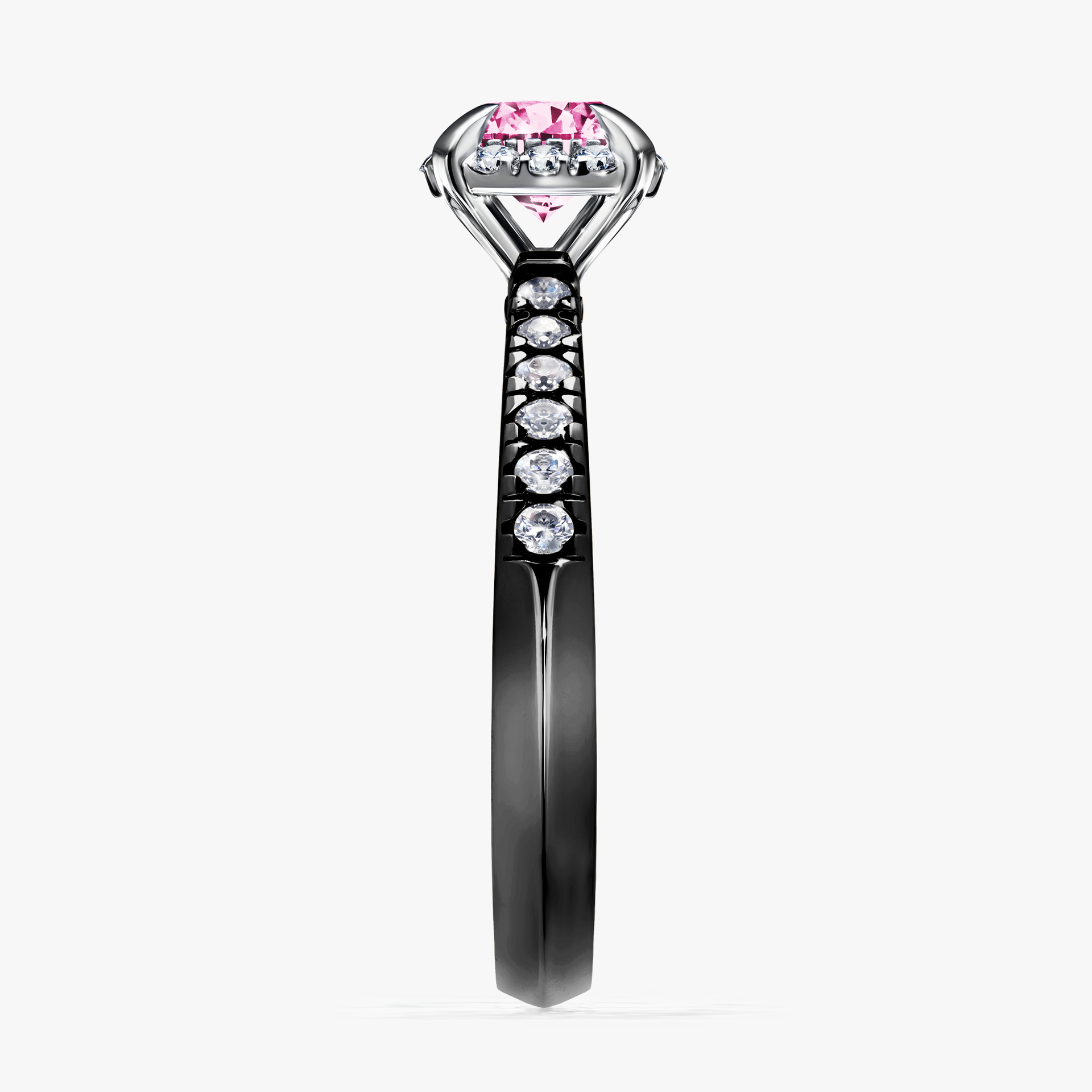 Pierścionek zaręczynowy My Princess z czarnego złota z różowym diamentem 0,76ct