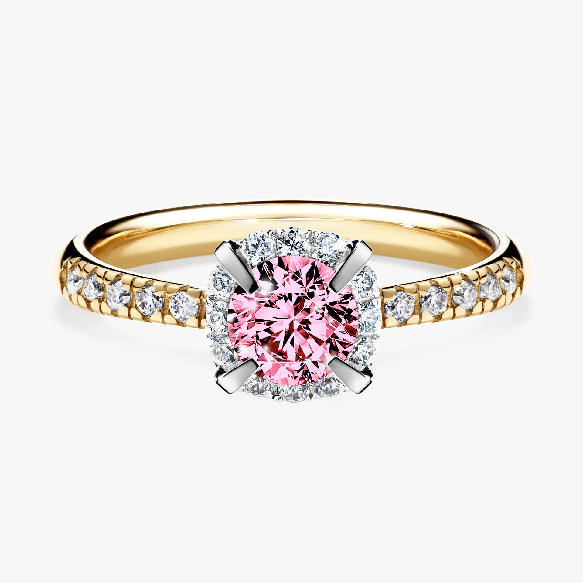 Pierścionek zaręczynowy My Princess z żółtego złota z różowym diamentem 0,76ct