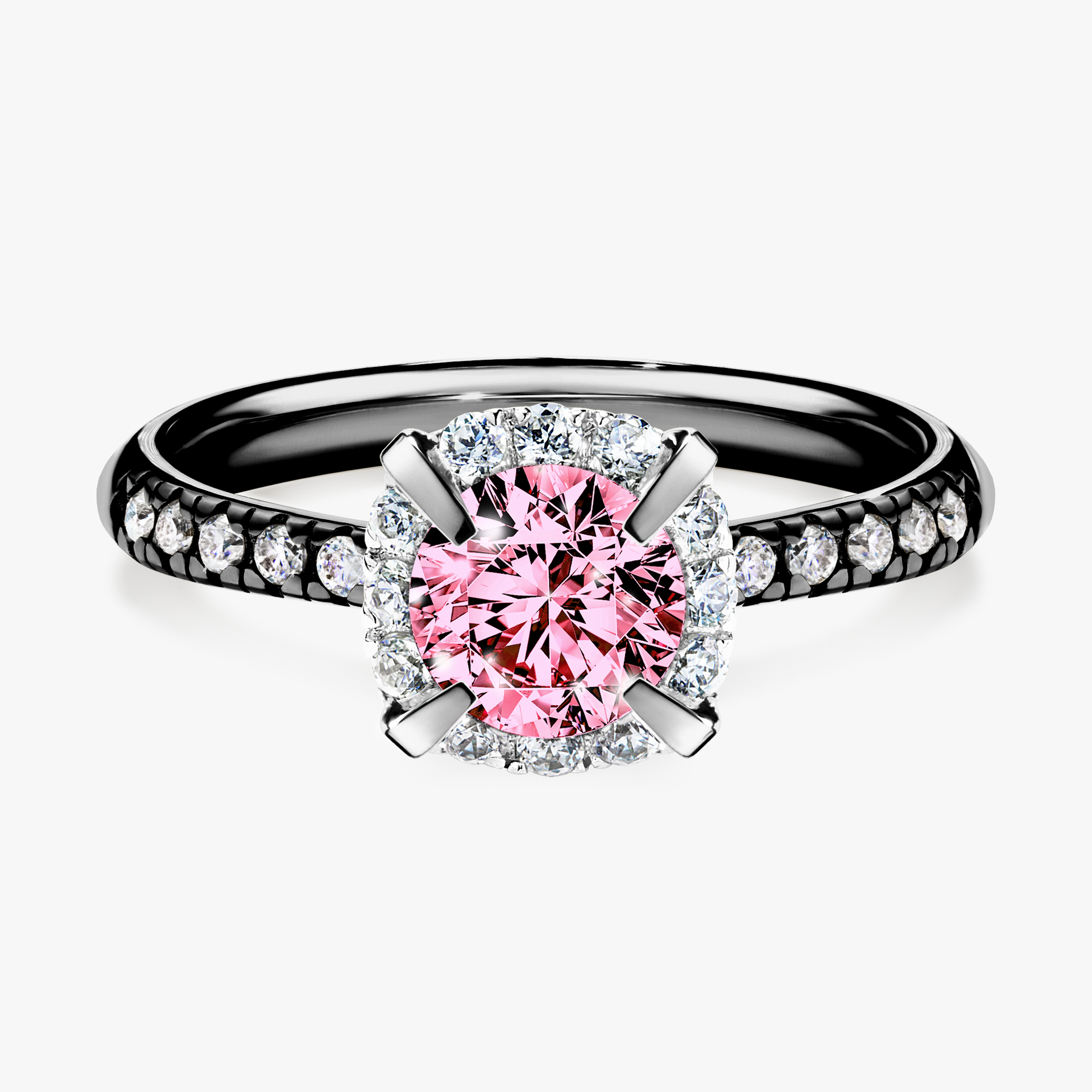 Pierścionek zaręczynowy My Princess z czarnego złota z różowym diamentem 1,18ct