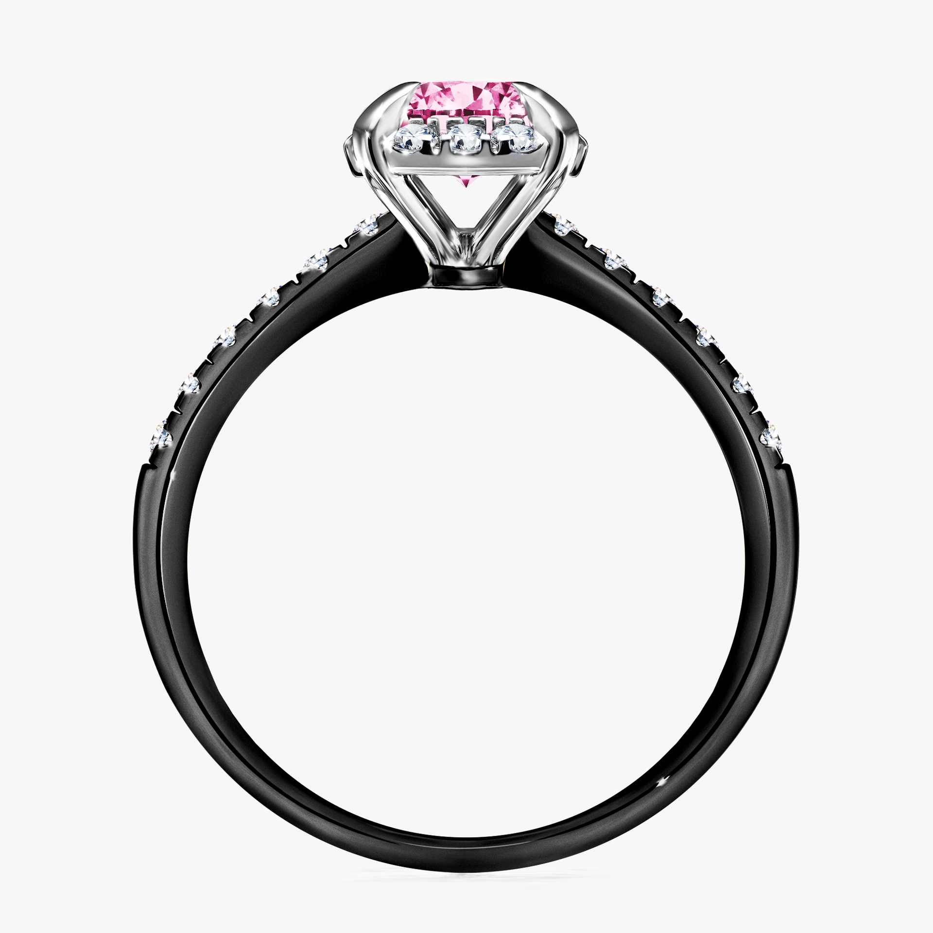 Pierścionek zaręczynowy My Princess z czarnego złota z różowym diamentem 1,18ct
