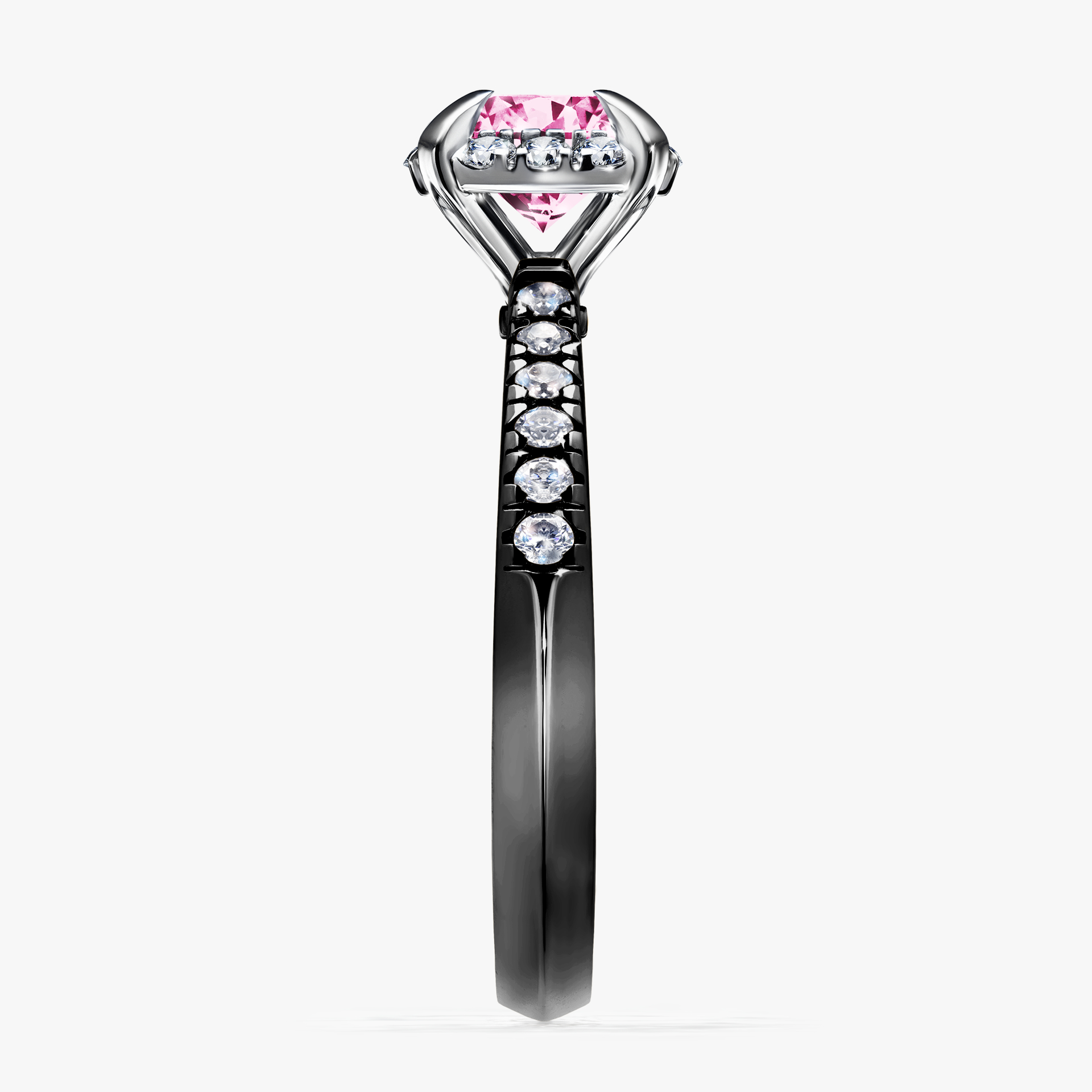Pierścionek zaręczynowy My Princess z czarnego złota z różowym diamentem 1,18ct