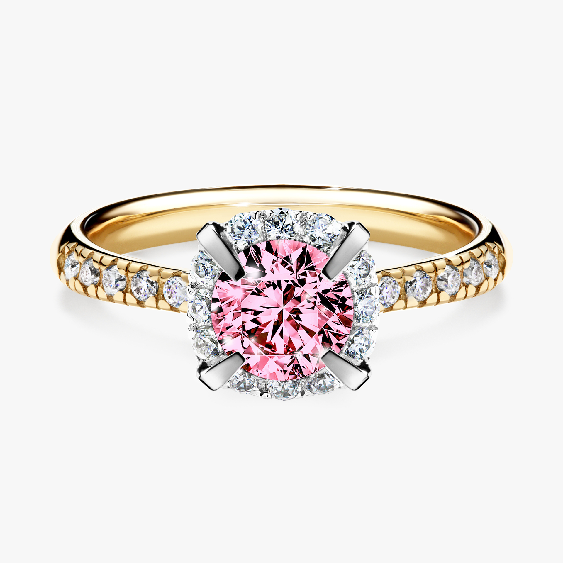 Pierścionek zaręczynowy My Princess z żółtego złota z różowym diamentem 1,18ct