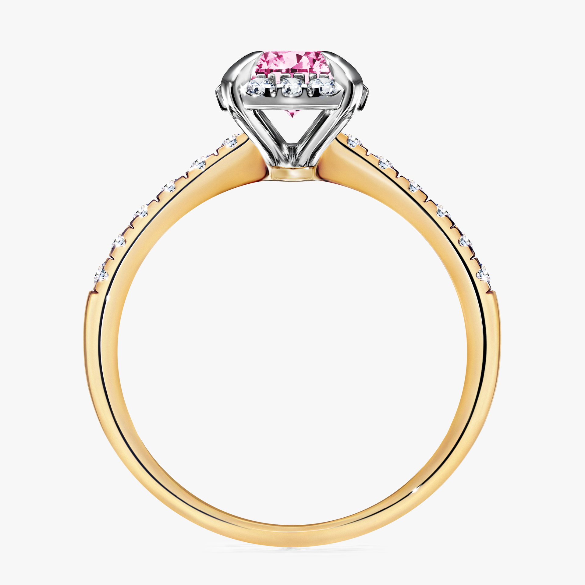 Pierścionek zaręczynowy My Princess z żółtego złota z różowym diamentem 1,18ct