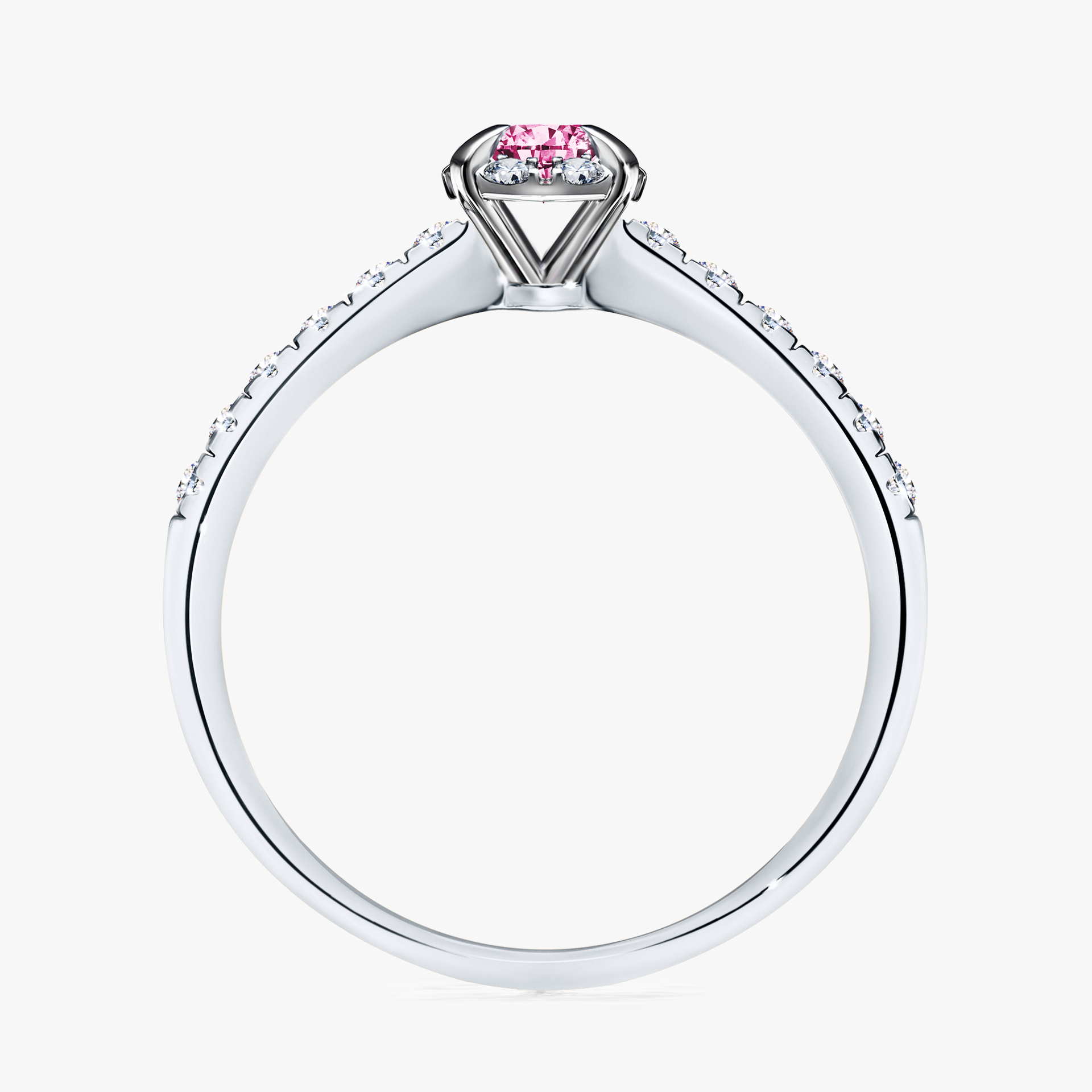 Pierścionek zaręczynowy My Princess z białego złota z różowym diamentem 0,28ct