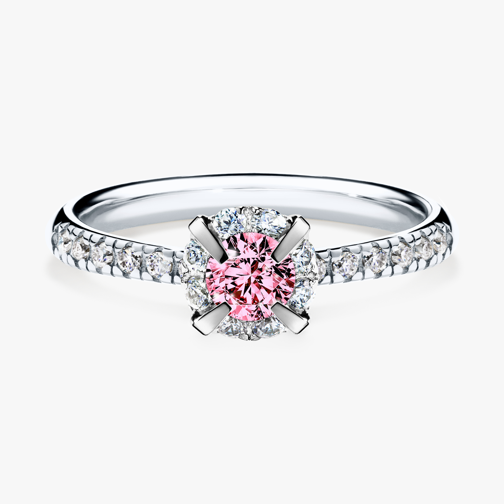Pierścionek zaręczynowy My Princess z białego złota z różowym diamentem 0,47ct