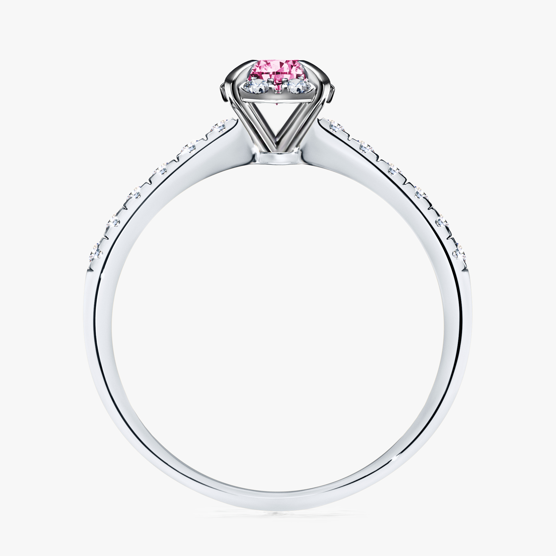 Pierścionek zaręczynowy My Princess z białego złota z różowym diamentem 0,47ct