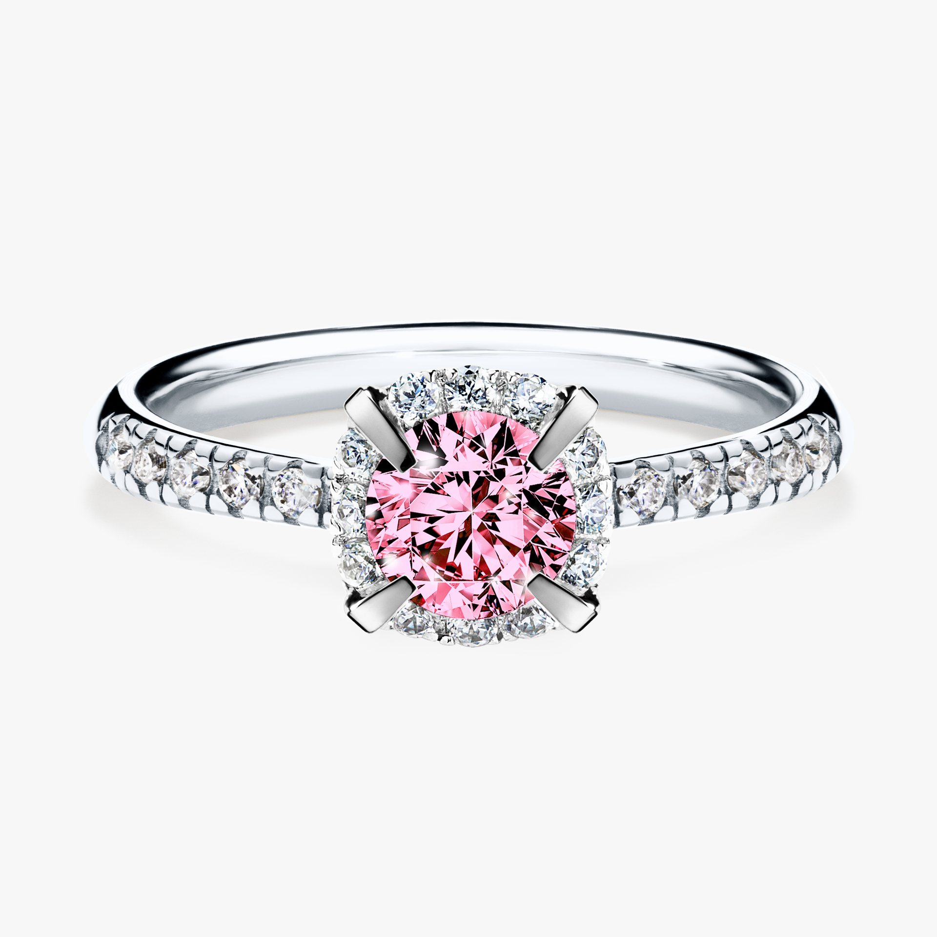 Pierścionek zaręczynowy My Princess z białego złota z różowym diamentem 0,76ct