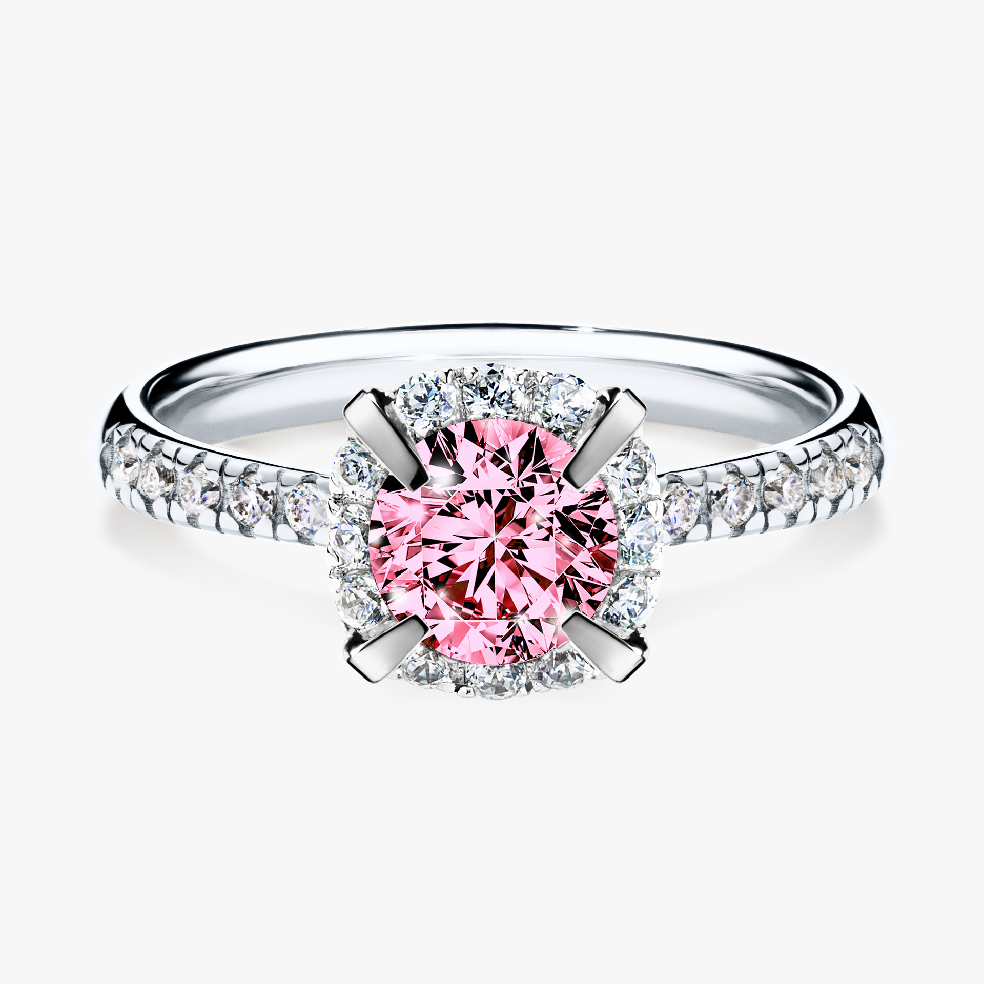Pierścionek zaręczynowy My Princess z białego złota z różowym diamentem 1,18ct