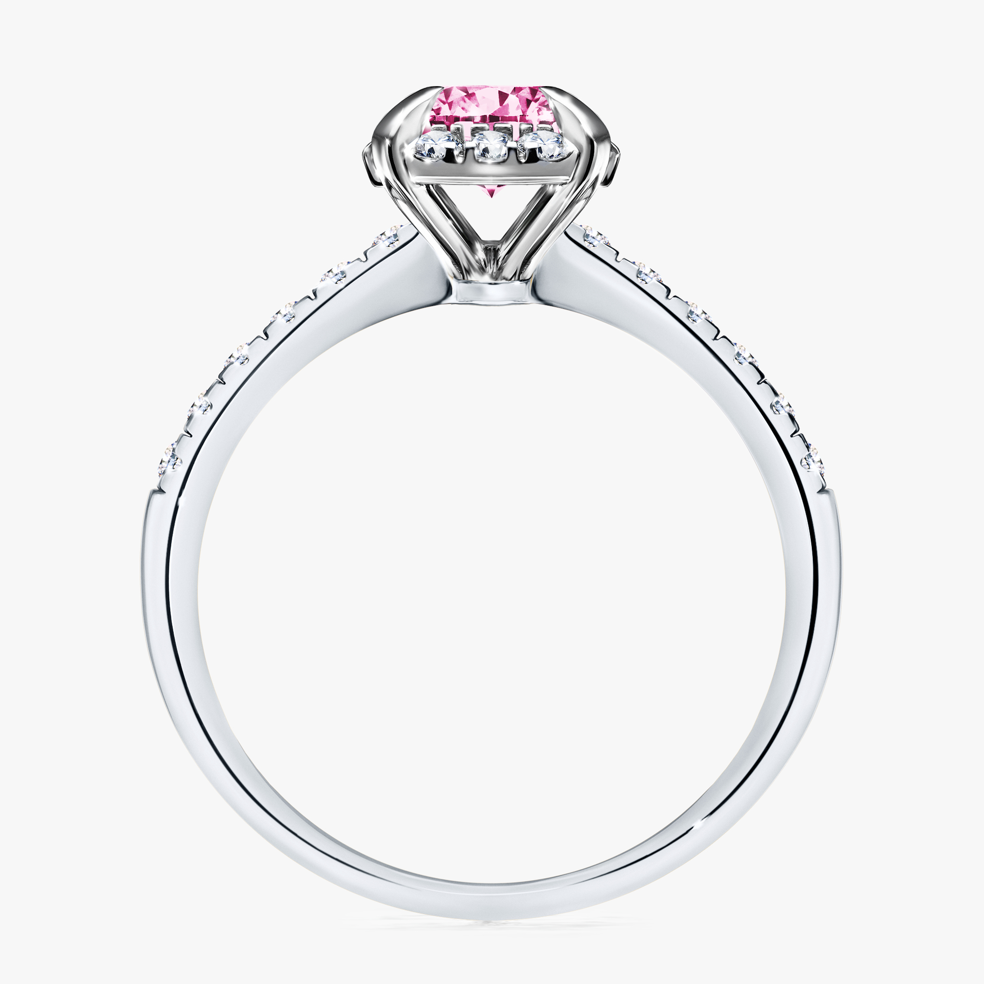 Pierścionek zaręczynowy My Princess z białego złota z różowym diamentem 1,18ct