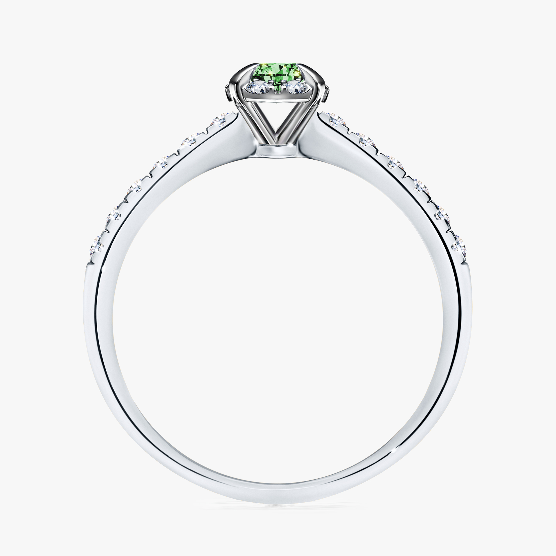 Pierścionek zaręczynowy My Princess z białego złota z ciemnym zielonym diamentem 0,28ct